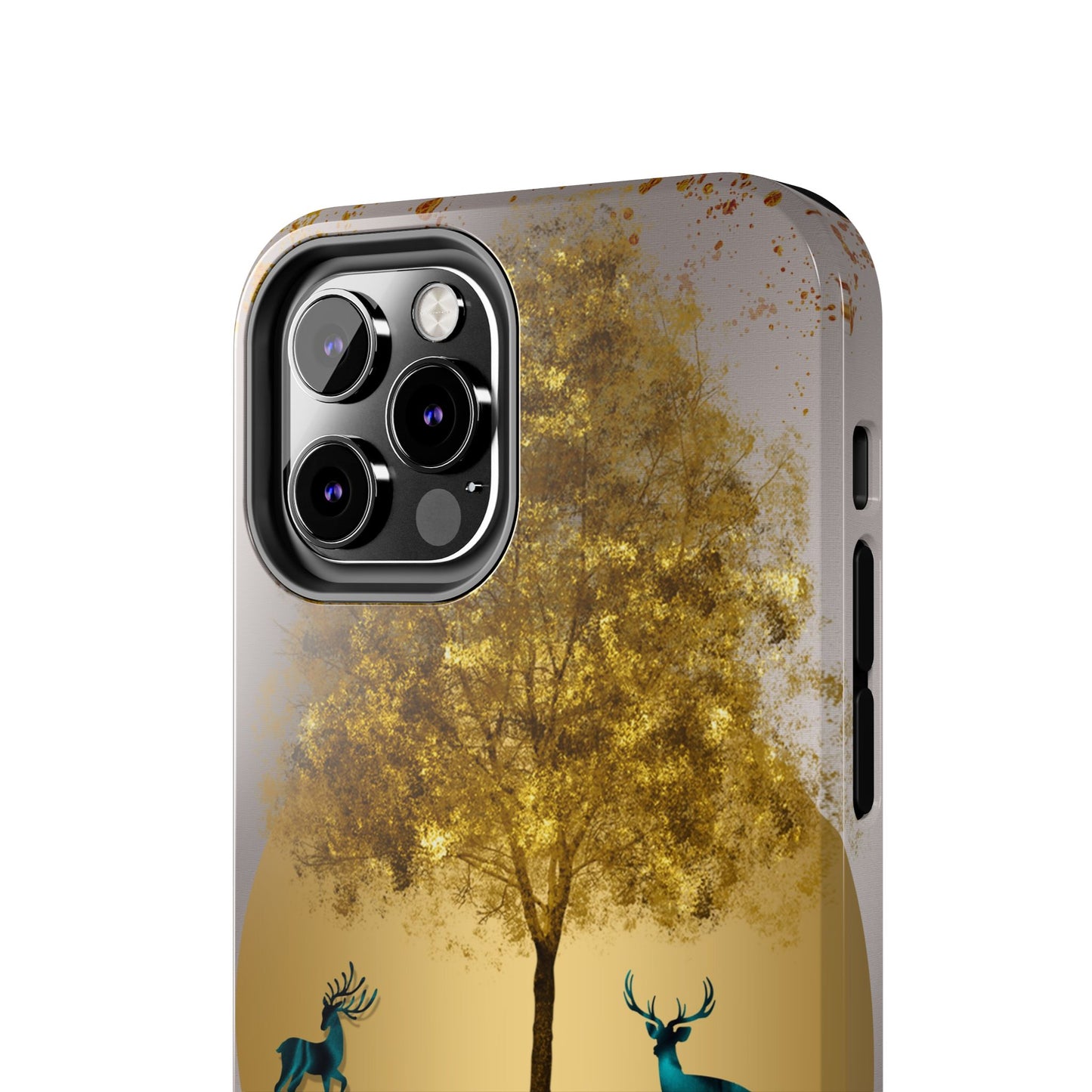 Elegant Wilderness Tough Phone Case - Golden Tree & Deer Design