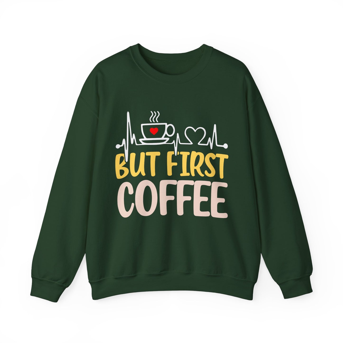 But First Coffee Sweatshirt - Cozy Unisex Crewneck for Coffee Lovers