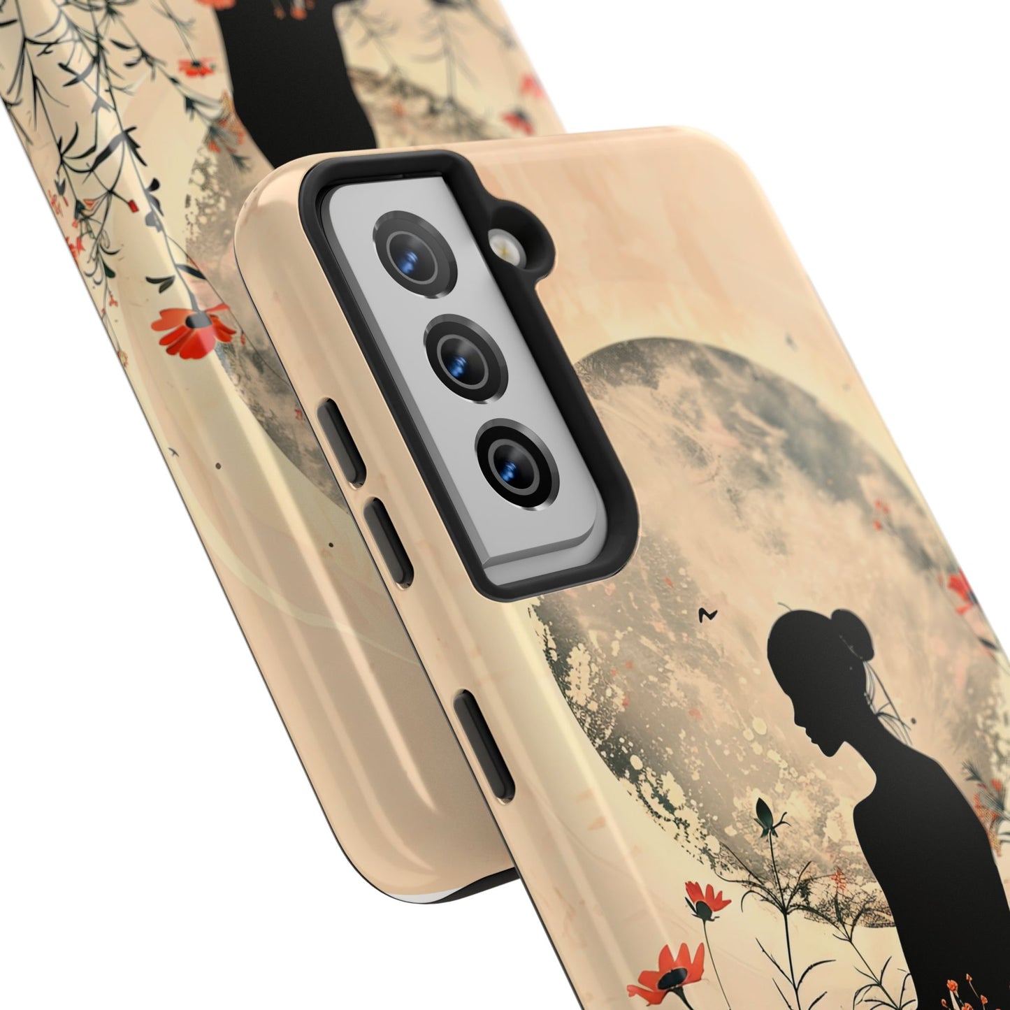 Meditative Vibe Tough Phone Case - Floral Silhouette Design