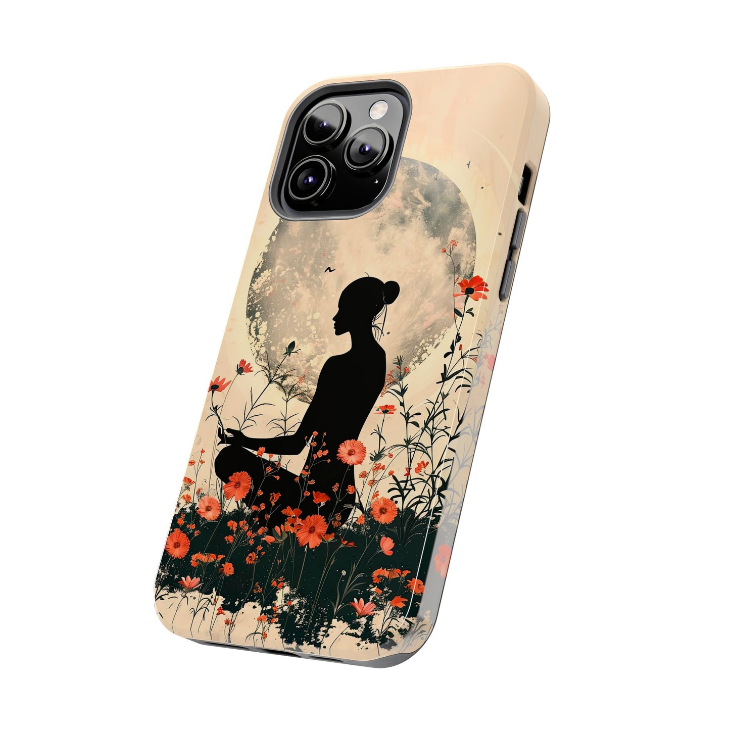 Meditative Vibe Tough Phone Case - Floral Silhouette Design