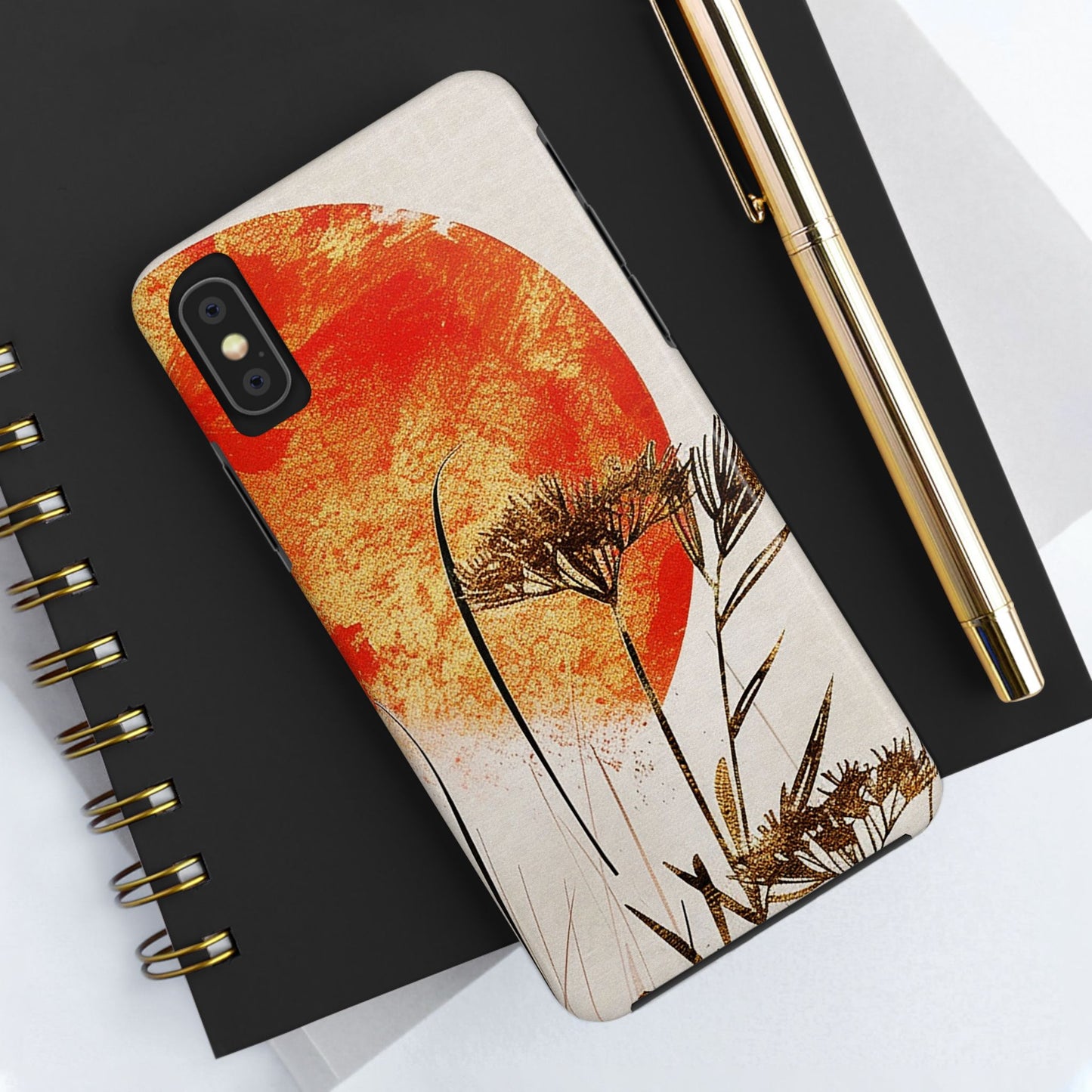 Artistic Floral Tough Phone Case - Sunset Design for Nature Lovers