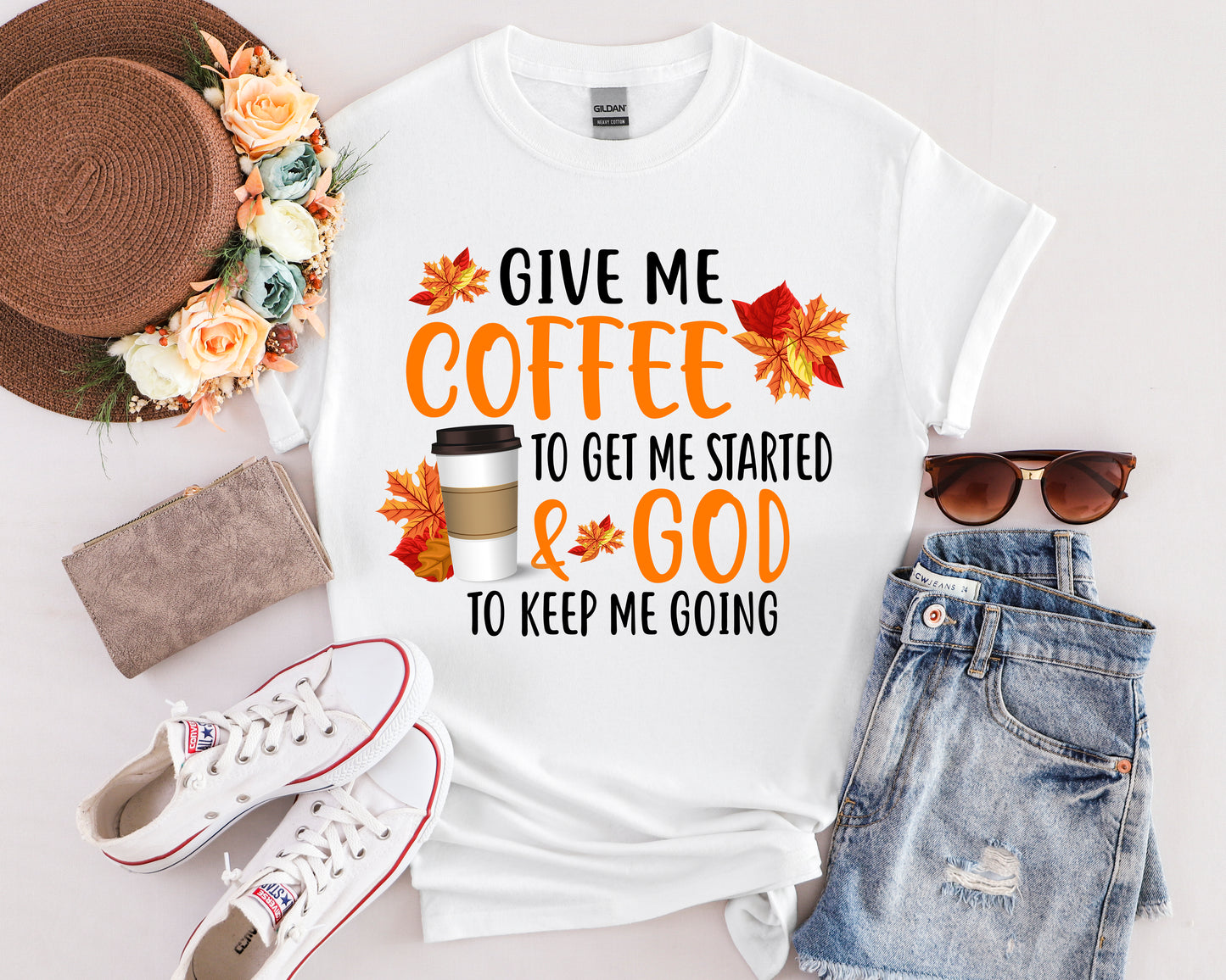Give Me Coffee to Get Me Started & God to Keep Me Going T-Shirt