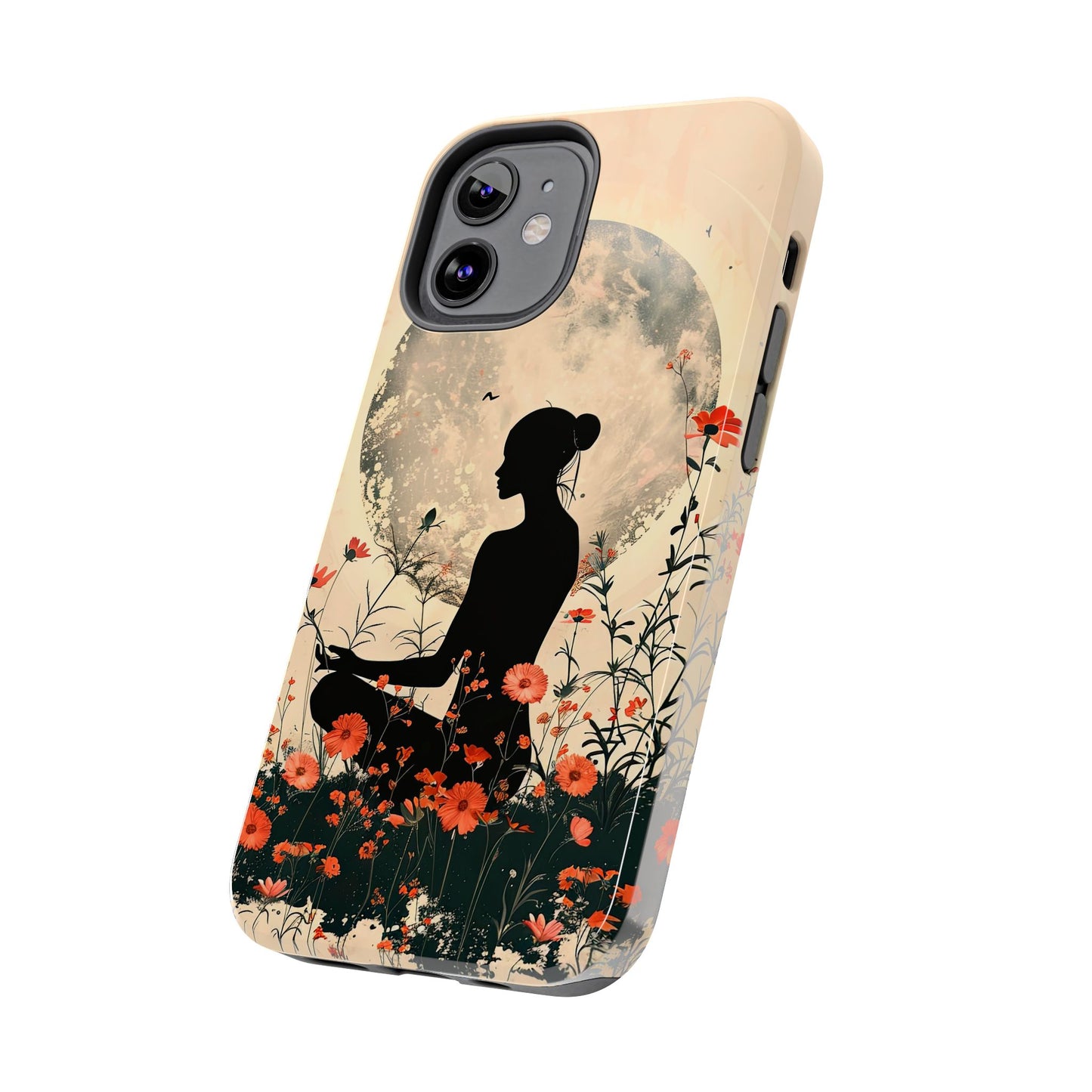 Meditative Vibe Tough Phone Case - Floral Silhouette Design