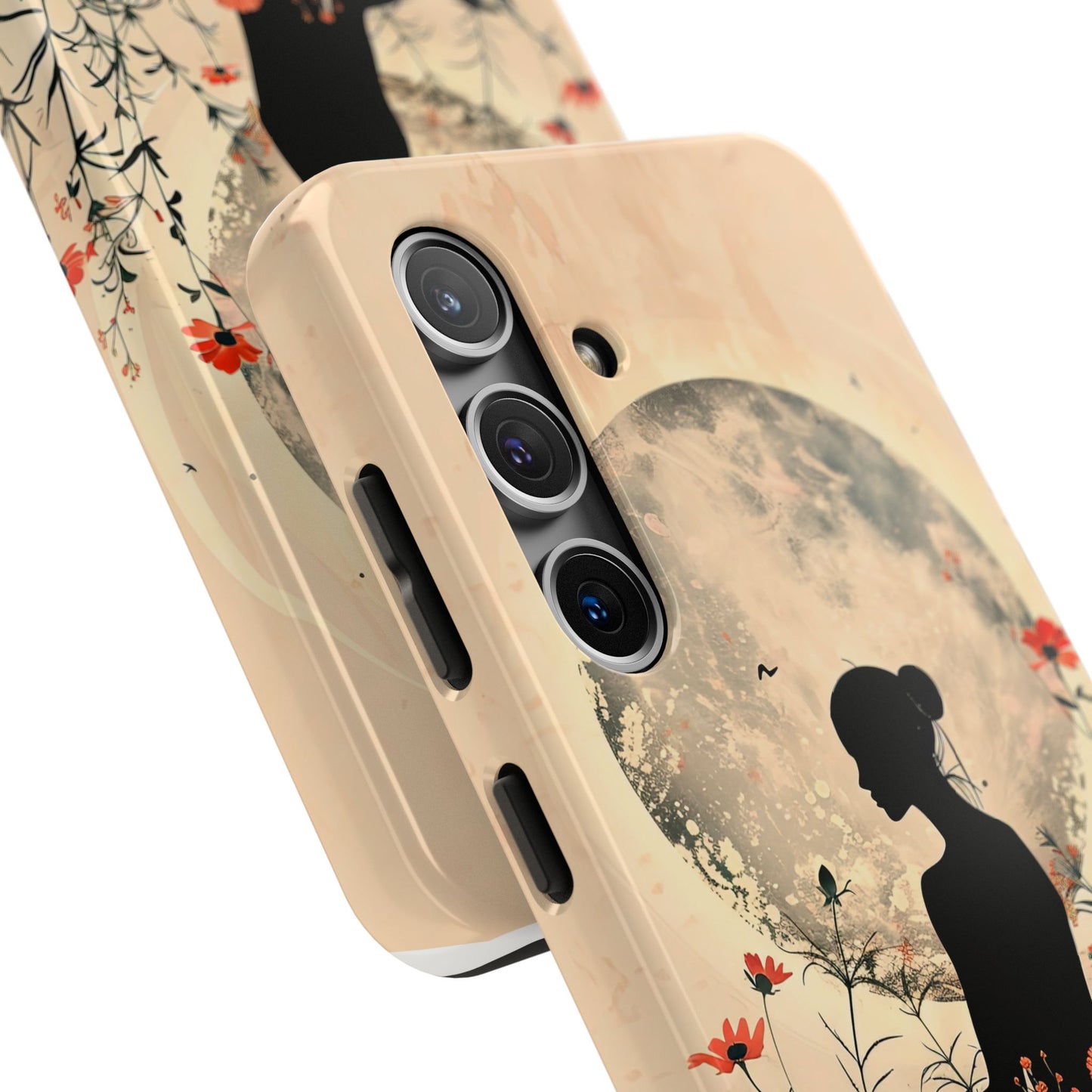 Meditative Vibe Tough Phone Case - Floral Silhouette Design
