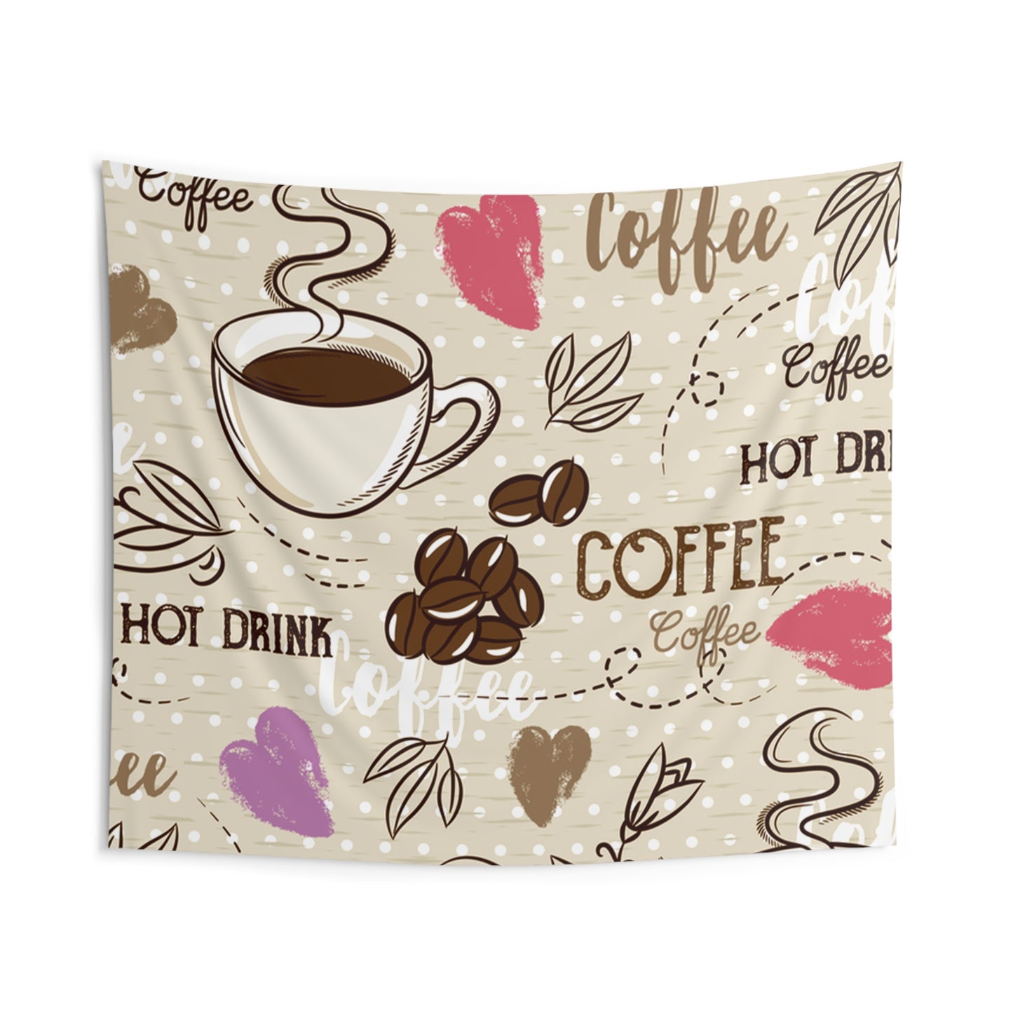 Cozy Coffee Indoor Wall Tapestry - Home Decor, Bohemian Wall Art, Coffee Lover Gift, Living Room Wall Hanging, Aesthetic Tapestry