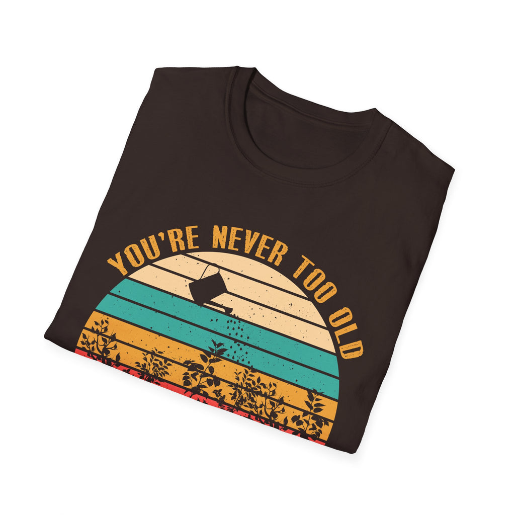 Vintage Play in the Dirt Unisex Softstyle T-Shirt - Fun Outdoor Gardening Tees for All Ages