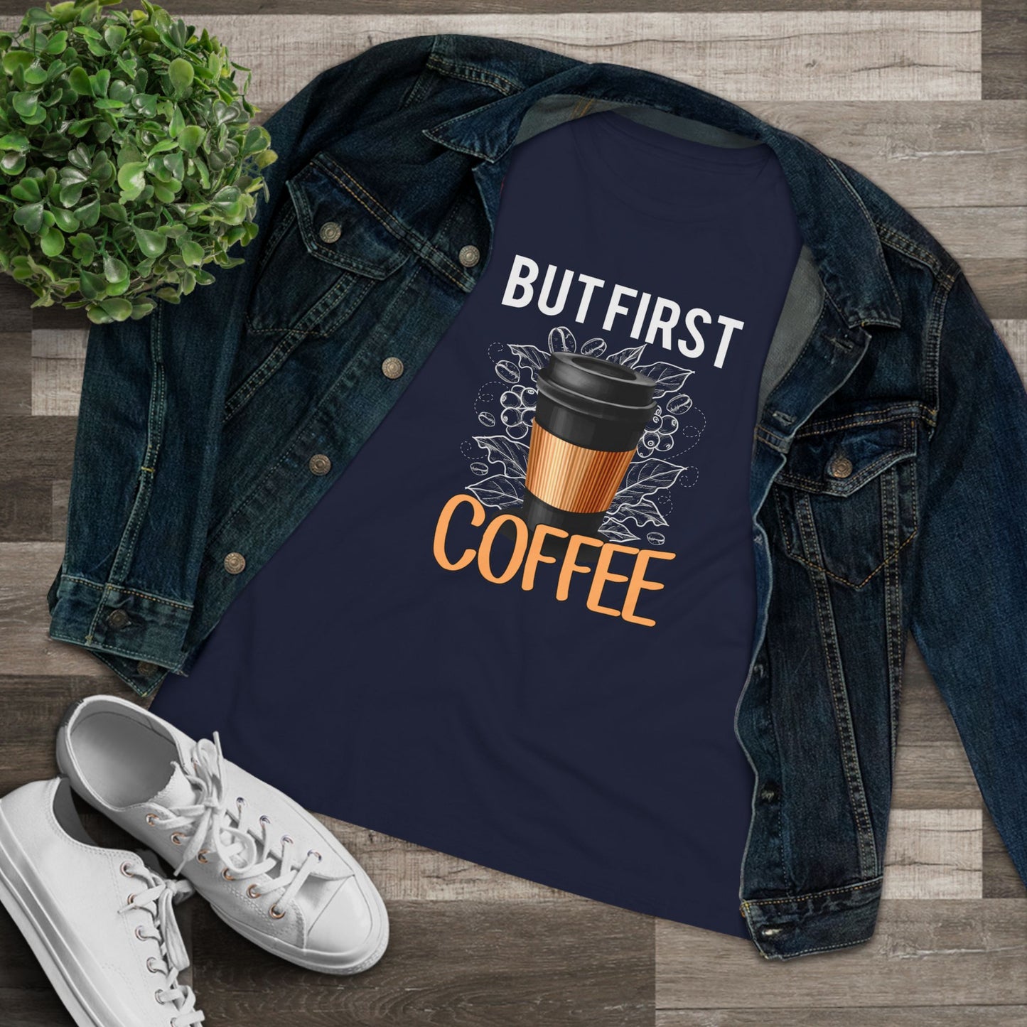 But First Coffee Women's Cotton Tee, Coffee Lover Shirt, Casual T-Shirt, Gift for Her, Everyday Wear, Trendy Graphic Tee