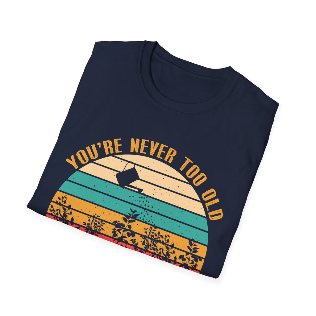 Vintage Play in the Dirt Unisex Softstyle T-Shirt - Fun Outdoor Gardening Tees for All Ages
