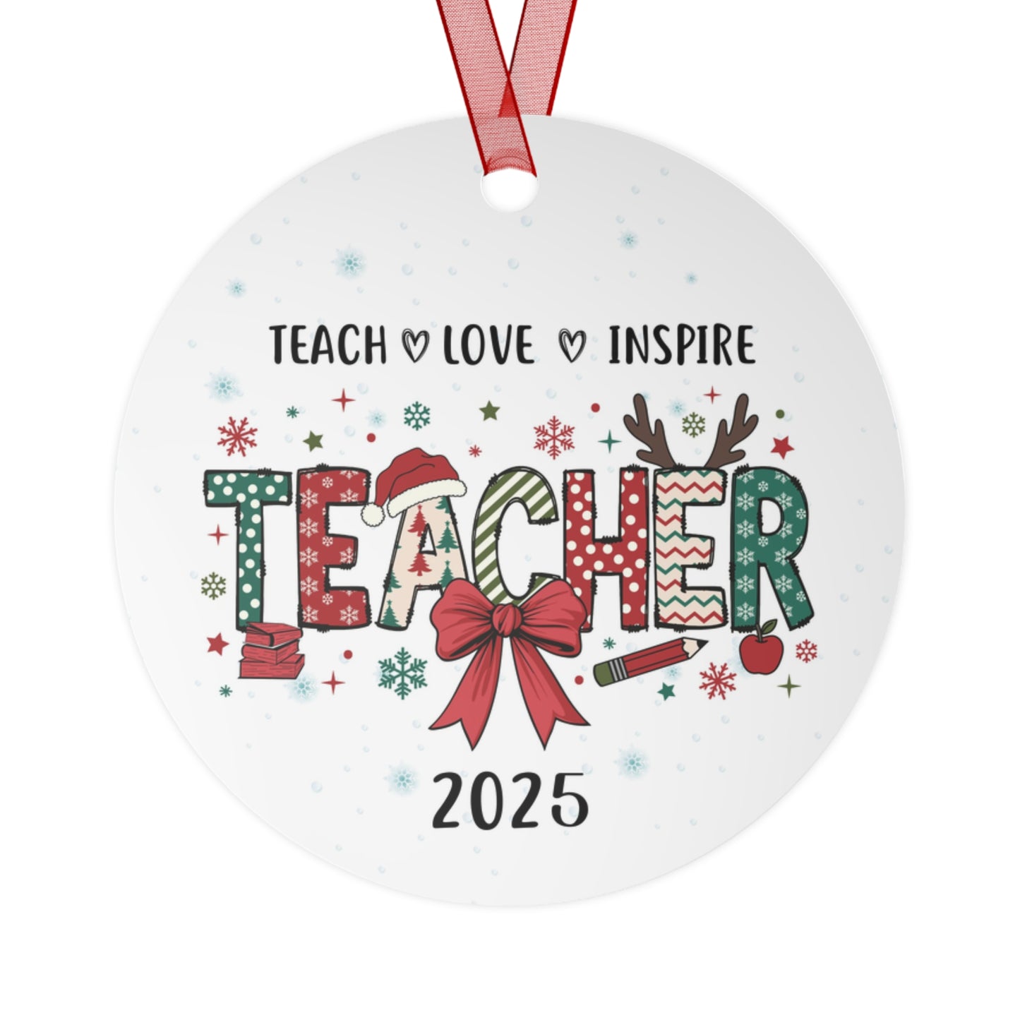 Teacher Inspiration Metal Ornament, Christmas Gift for Educators, Holiday Decor, Personalized Teacher Gift, Yearly Keepsake