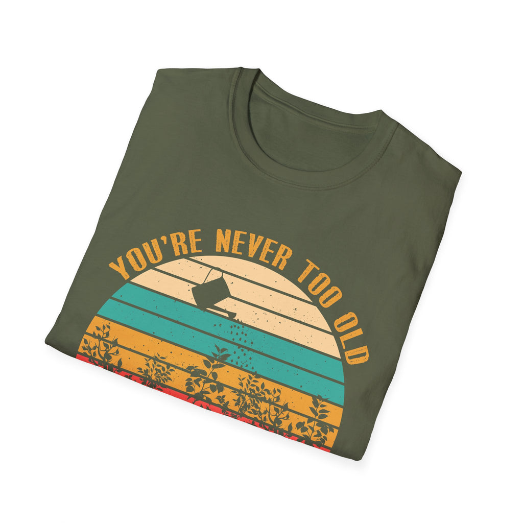 Vintage Play in the Dirt Unisex Softstyle T-Shirt - Fun Outdoor Gardening Tees for All Ages