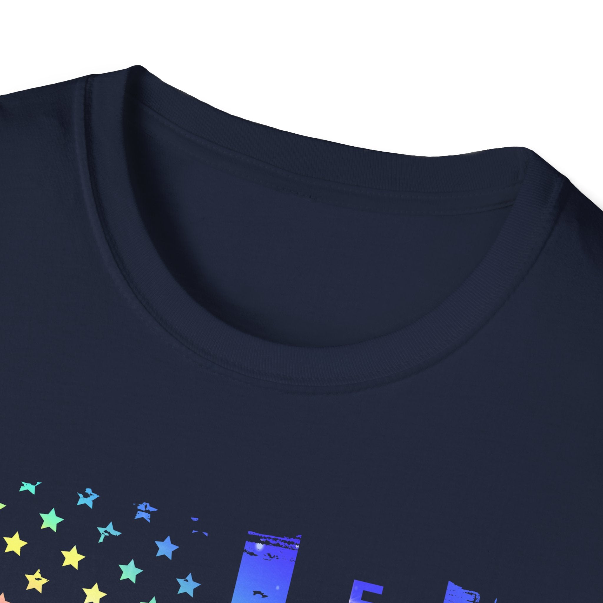 Pride Firefighter Unisex Softstyle T-Shirt - Colorful American Flag Design