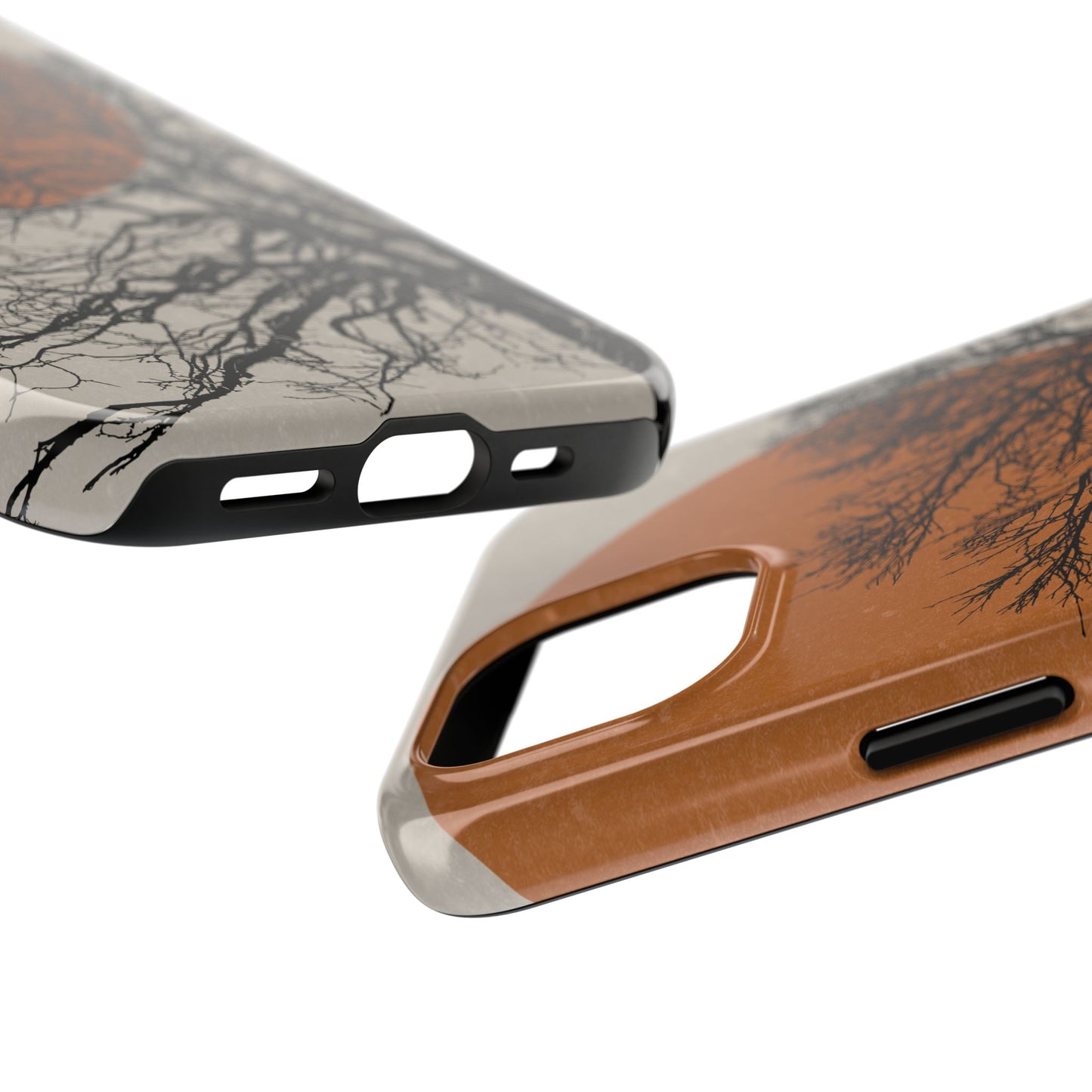 Artistic Tough Phone Case with Tree and Sunset Design