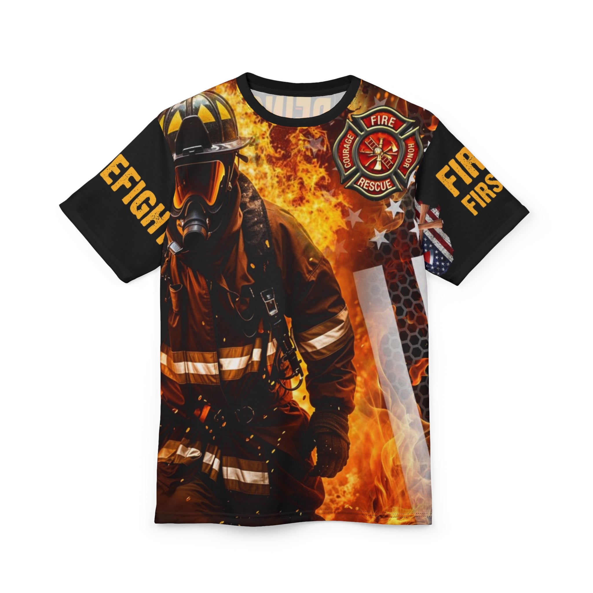 Firefighter Pride Unisex Cut & Sew Tee, Firefighter Apparel, First Responders Gift, Emergency Services Wear, Firefighter T-Shirt