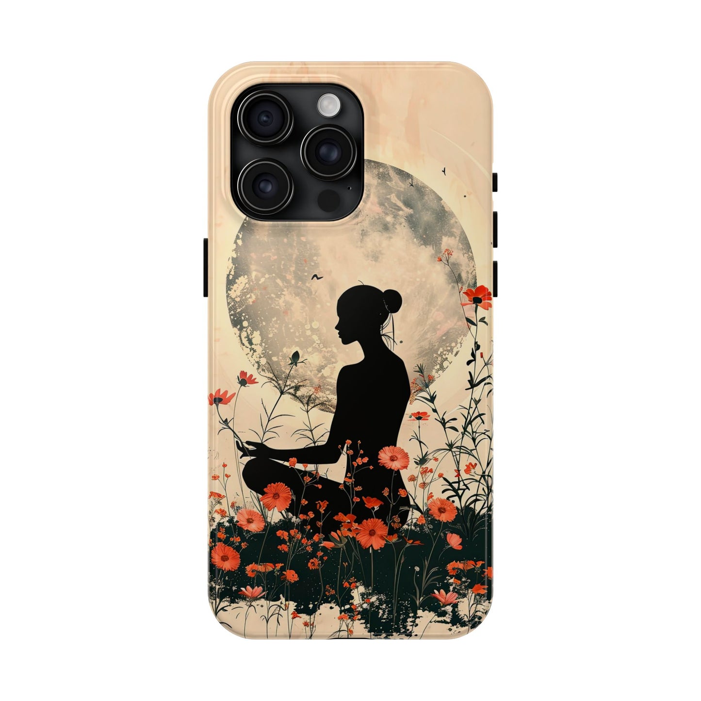 Meditative Vibe Tough Phone Case - Floral Silhouette Design