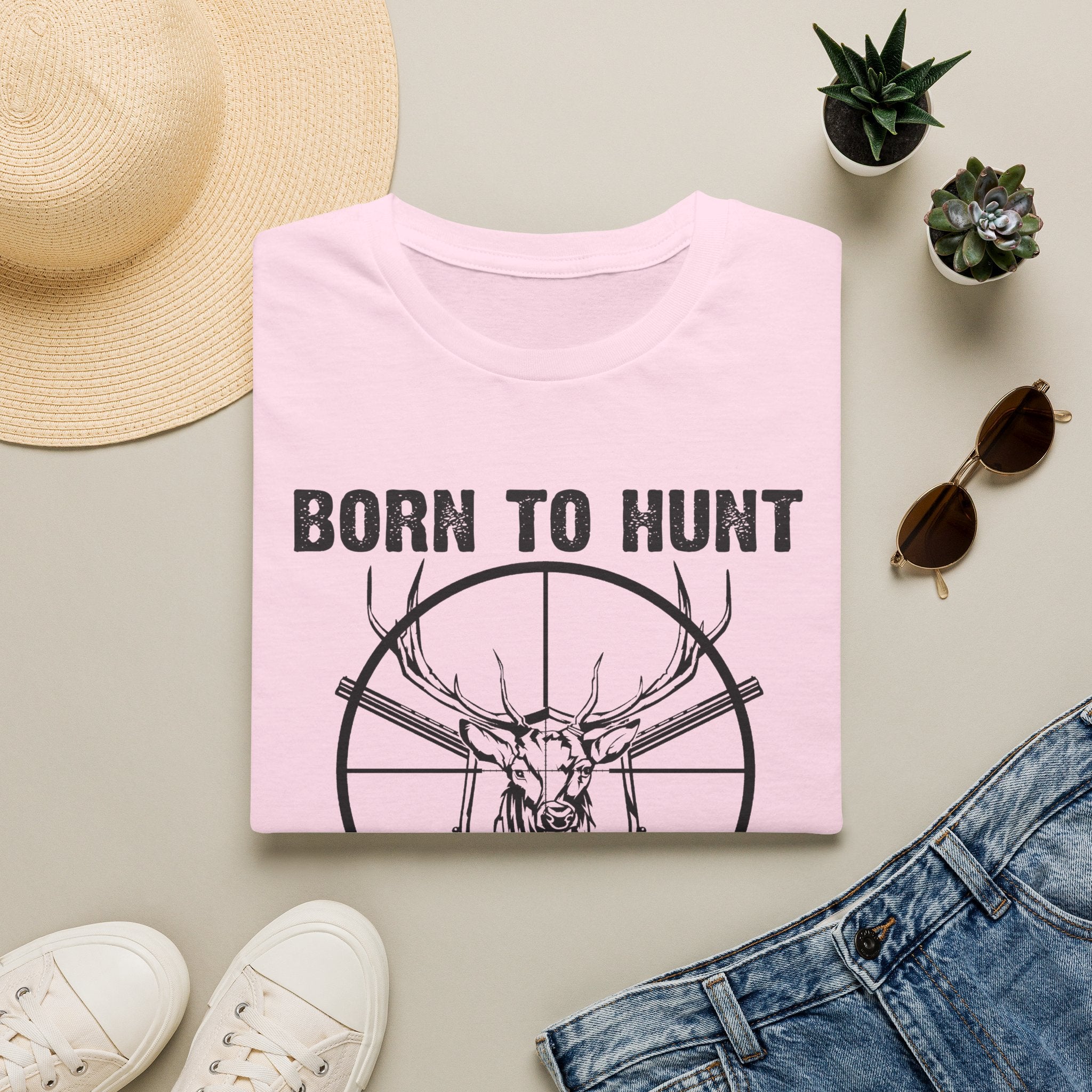 Born to Hunt T-Shirt — Deer Skull Crosshairs Hunting Tee (Born to Hunt, Forced to Work)