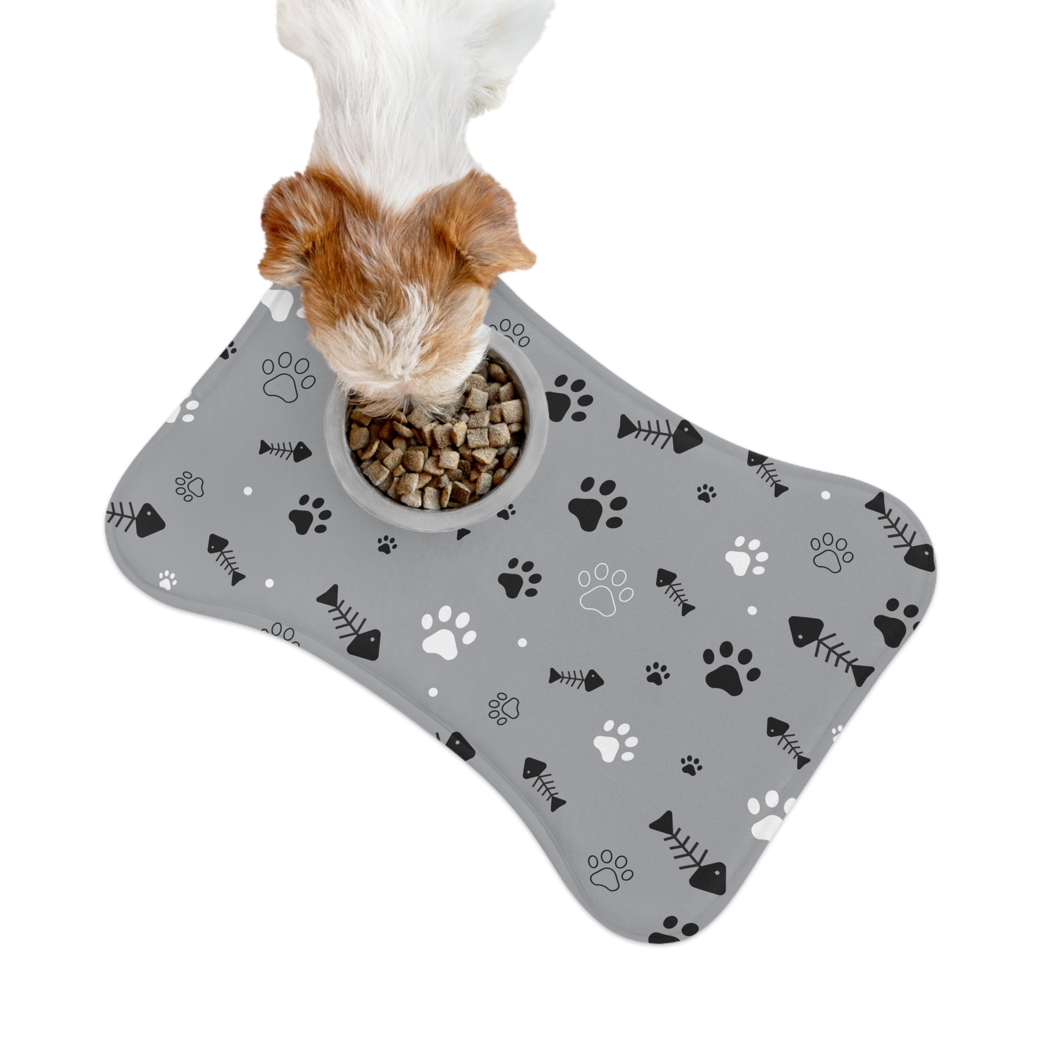 Stylish Pet Feeding Mats for Dogs and Cats, Dog Bowls, Pet Accessories, Grey Paw Print Mat, Cat Food Mats, Cute Pet Decor
