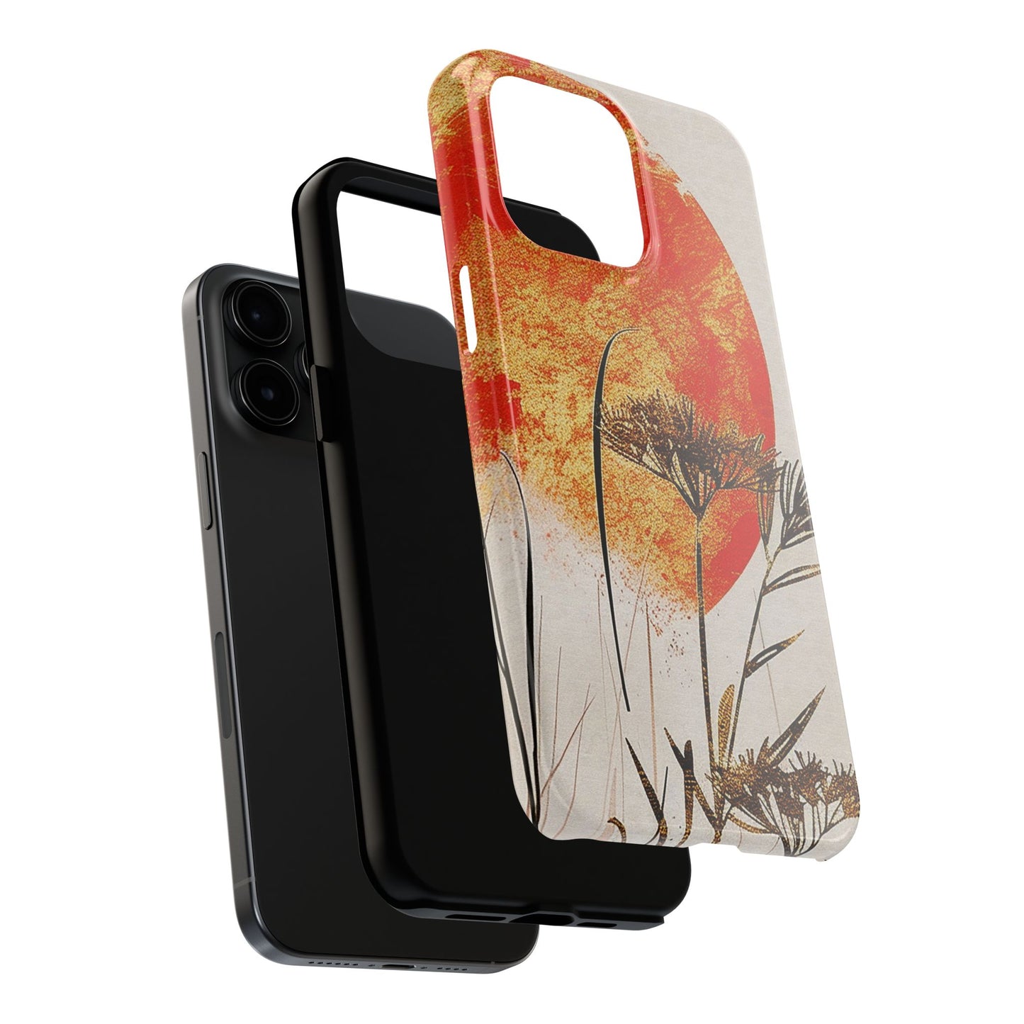 Artistic Floral Tough Phone Case - Sunset Design for Nature Lovers