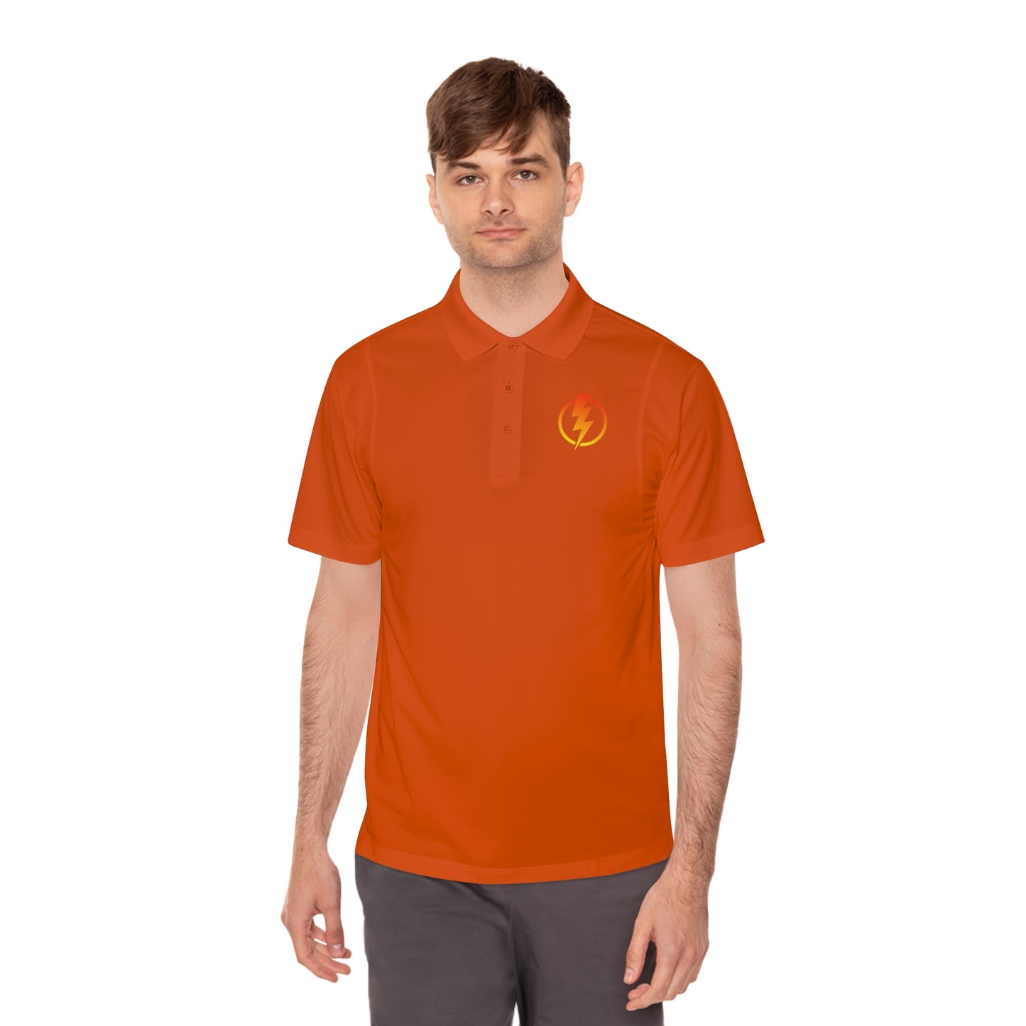 Men's Sport Polo Shirt with Lightning Bolt Design