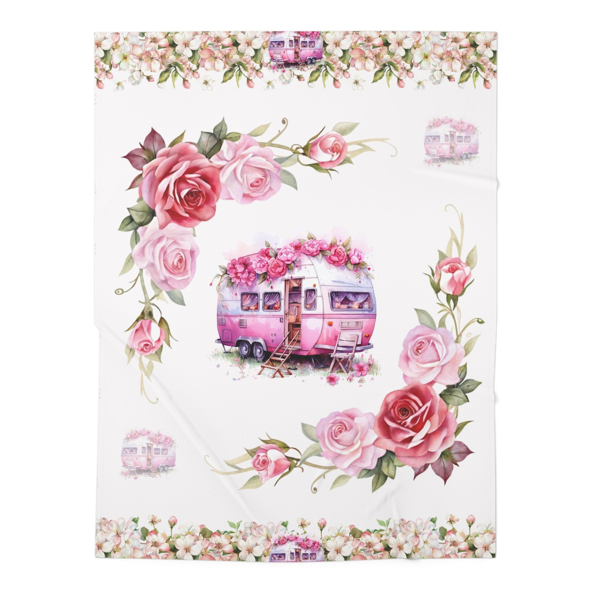 Floral Baby Swaddle Blanket | Vintage RV Design | Newborn Gift, Nursery Decor, Baby Shower, Floral Blanket, Chic Baby Accessories