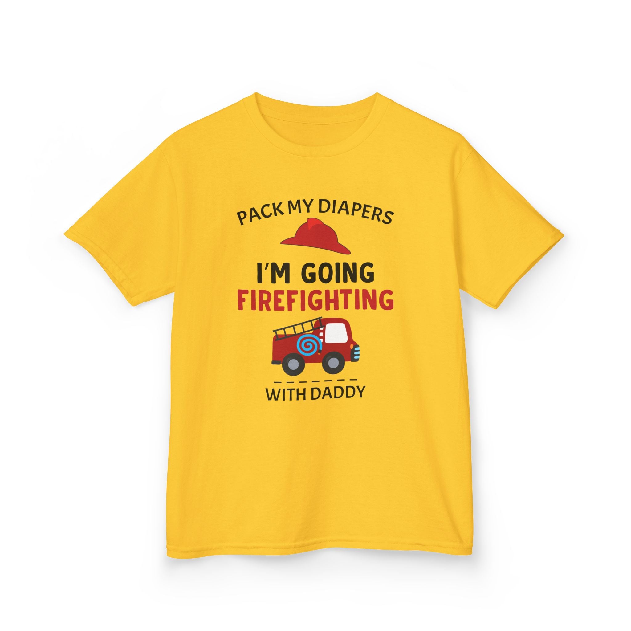 Firefighter Kids Tee - "Pack My Diapers, I'm Going Firefighting with Daddy"