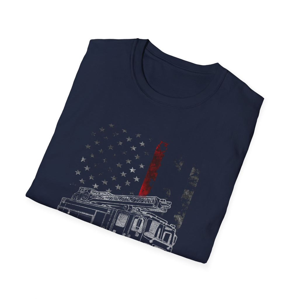Patriotic Firefighter Graphic T-Shirt | Unisex Softstyle Tee for Heroes