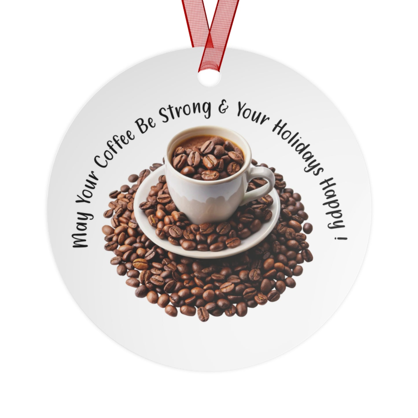 Coffee Lover's Holiday Ornament - Personalized Metal Decoration Gifts for Coffee Lovers, Festive Tree Decor, Holiday Keepsake