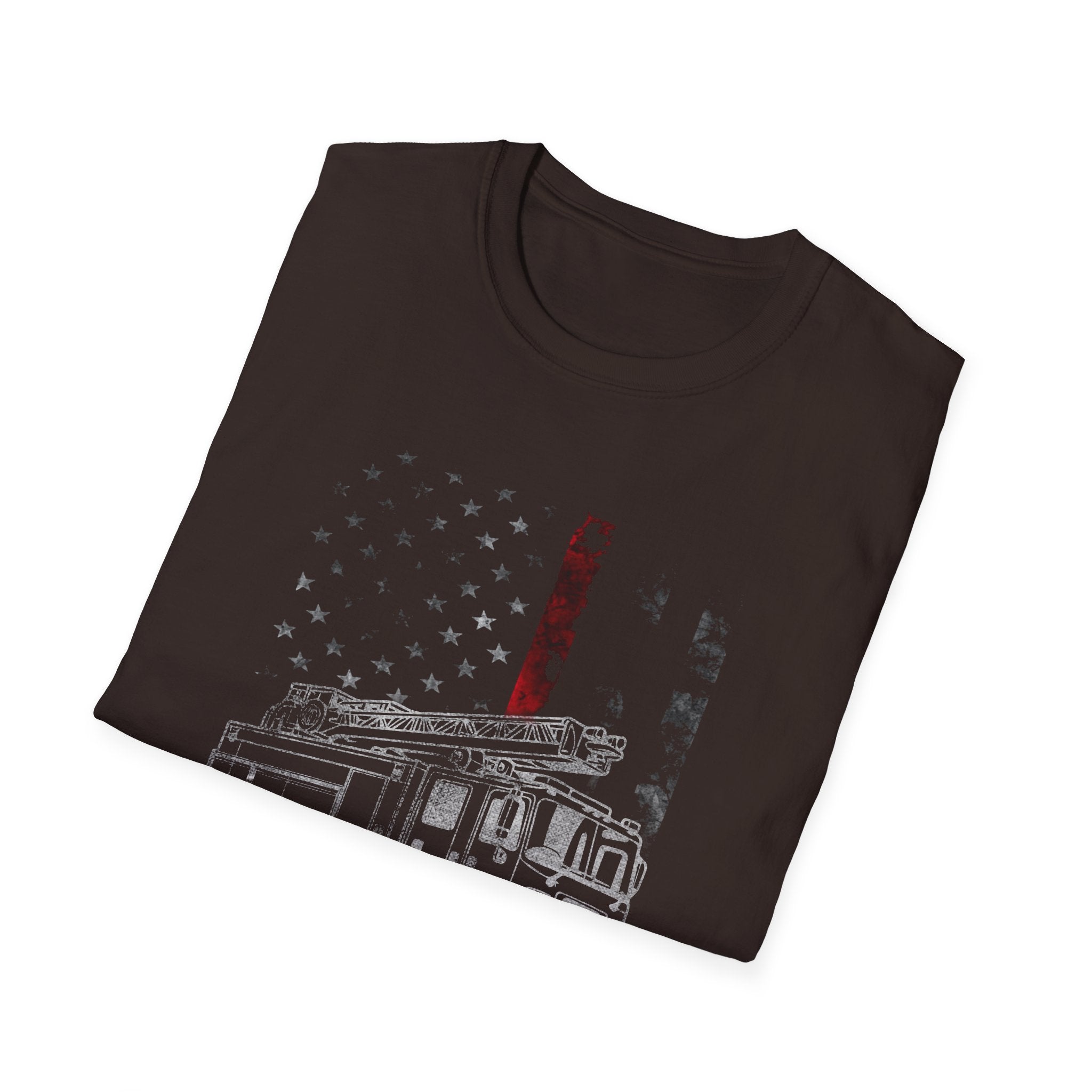 Patriotic Firefighter Graphic T-Shirt | Unisex Softstyle Tee for Heroes