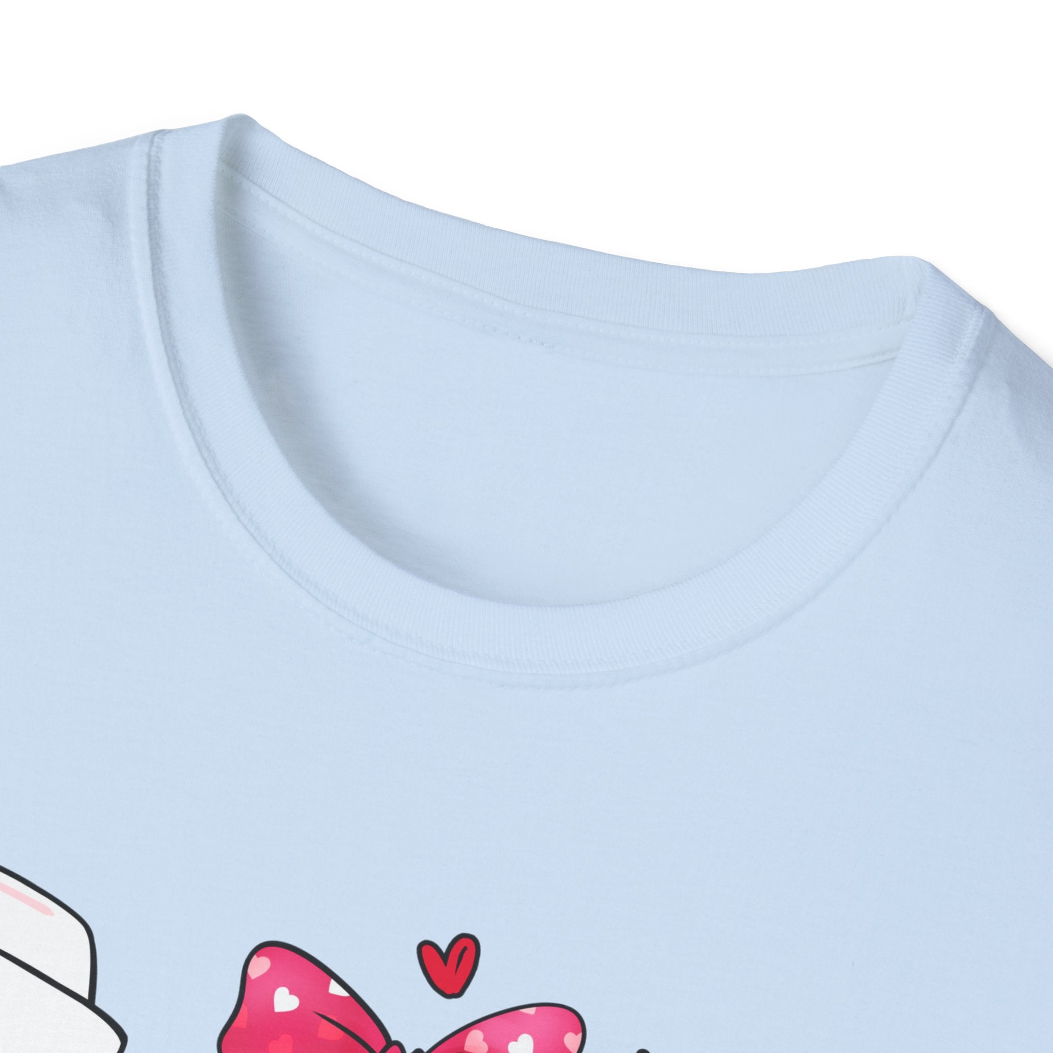 Nurse Love Unisex Softstyle T-Shirt - Heart & Bow Design for Healthcare Professionals
