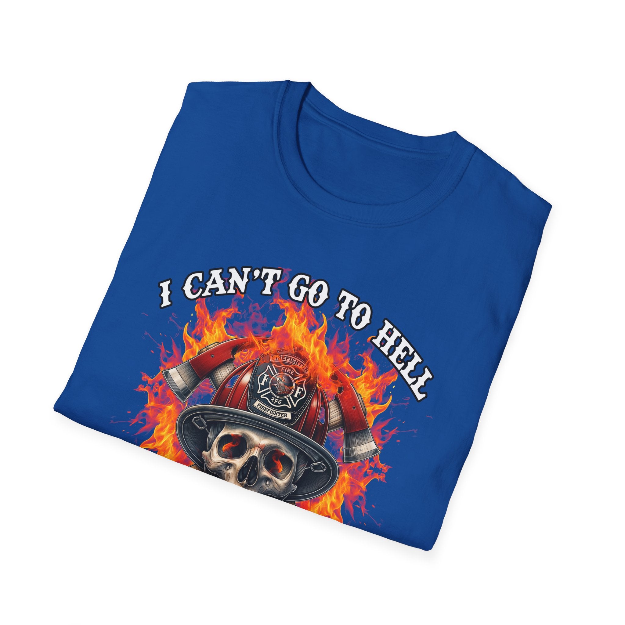 Unisex Softstyle T-Shirt: "I Can't Go to Hell - The Devil Has a Restraining Order" Graphic Tee