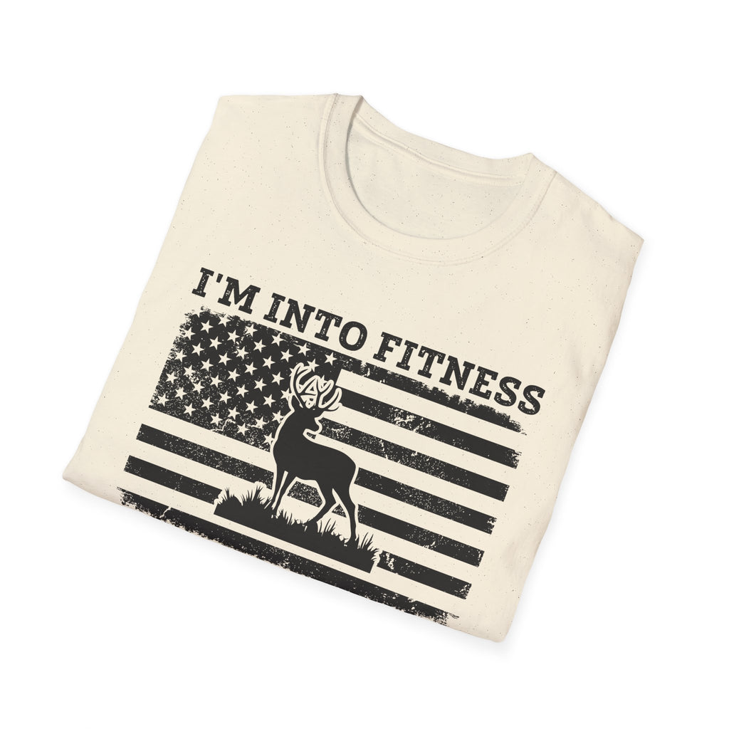 I'm Into Fitness Deer Graphic T-Shirt - Unisex Softstyle Tee for Outdoor Enthusiasts