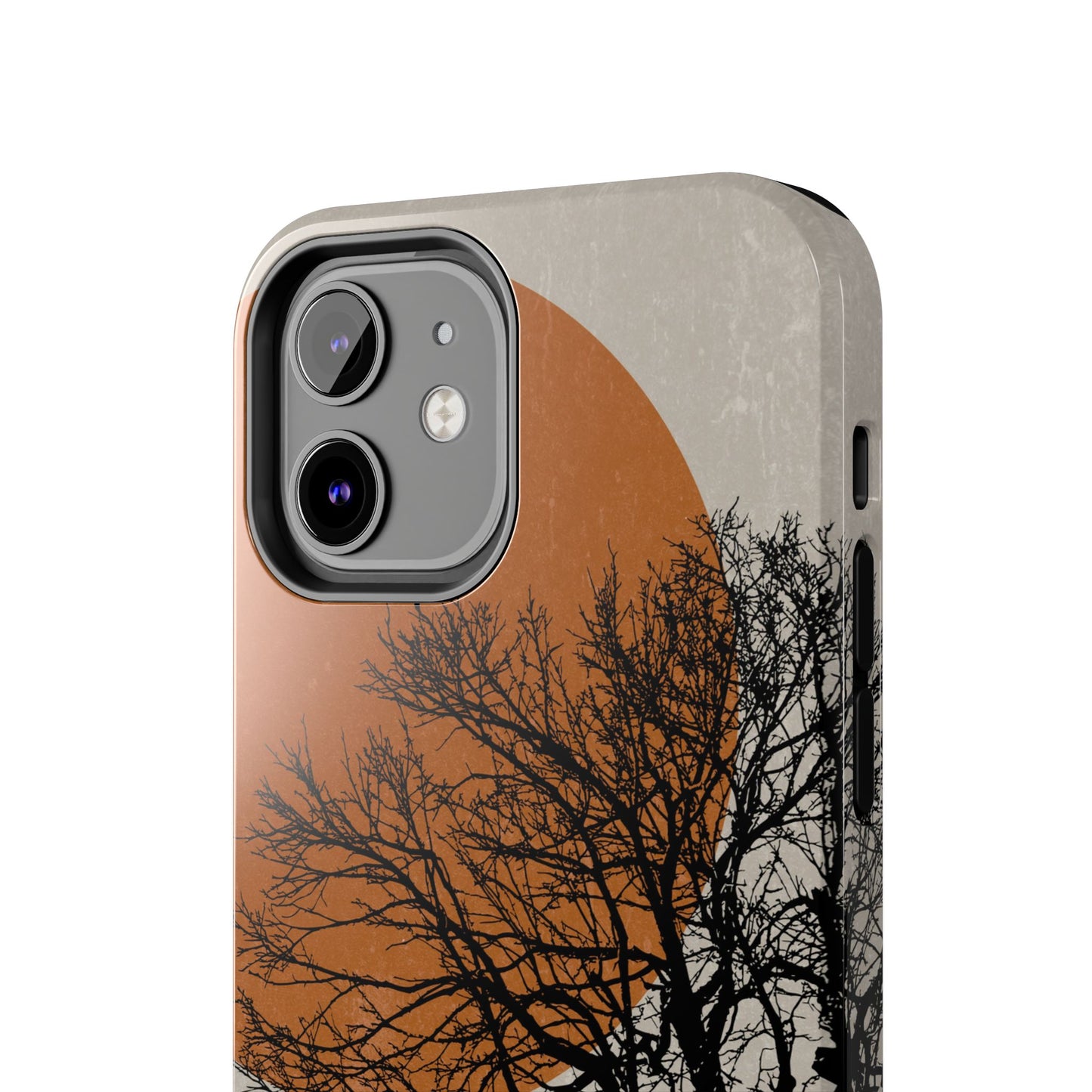 Artistic Tough Phone Case with Tree and Sunset Design