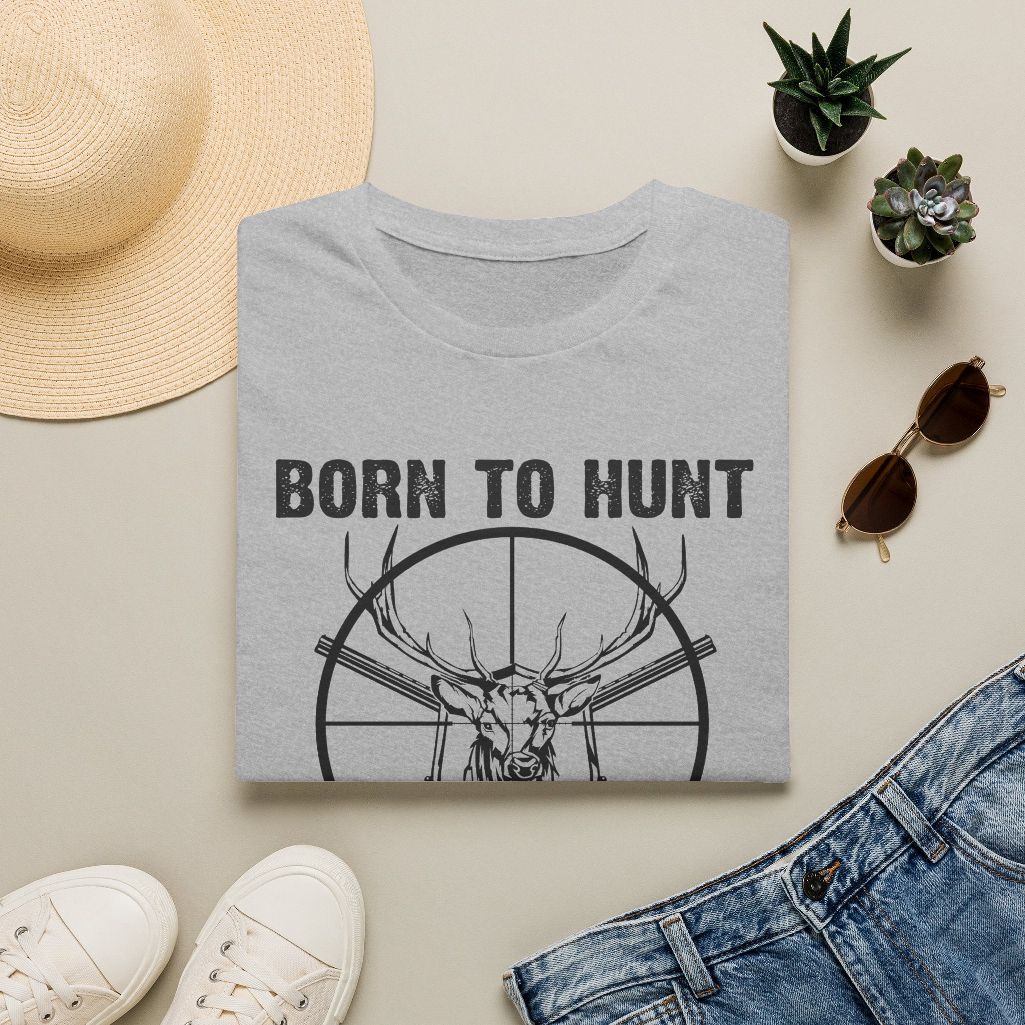 Born to Hunt T-Shirt — Deer Skull Crosshairs Hunting Tee (Born to Hunt, Forced to Work)