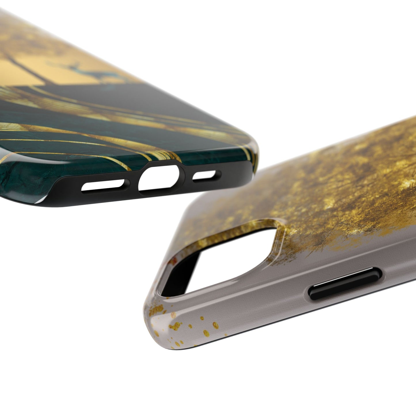 Elegant Wilderness Tough Phone Case - Golden Tree & Deer Design