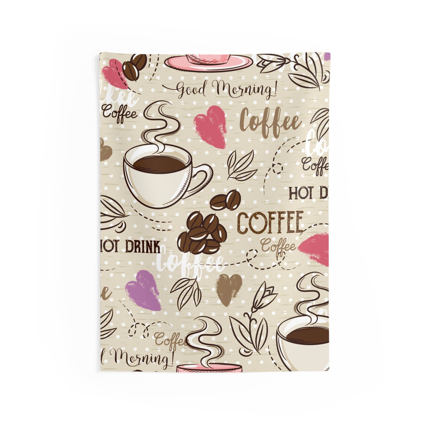Cozy Coffee Indoor Wall Tapestry - Home Decor, Bohemian Wall Art, Coffee Lover Gift, Living Room Wall Hanging, Aesthetic Tapestry