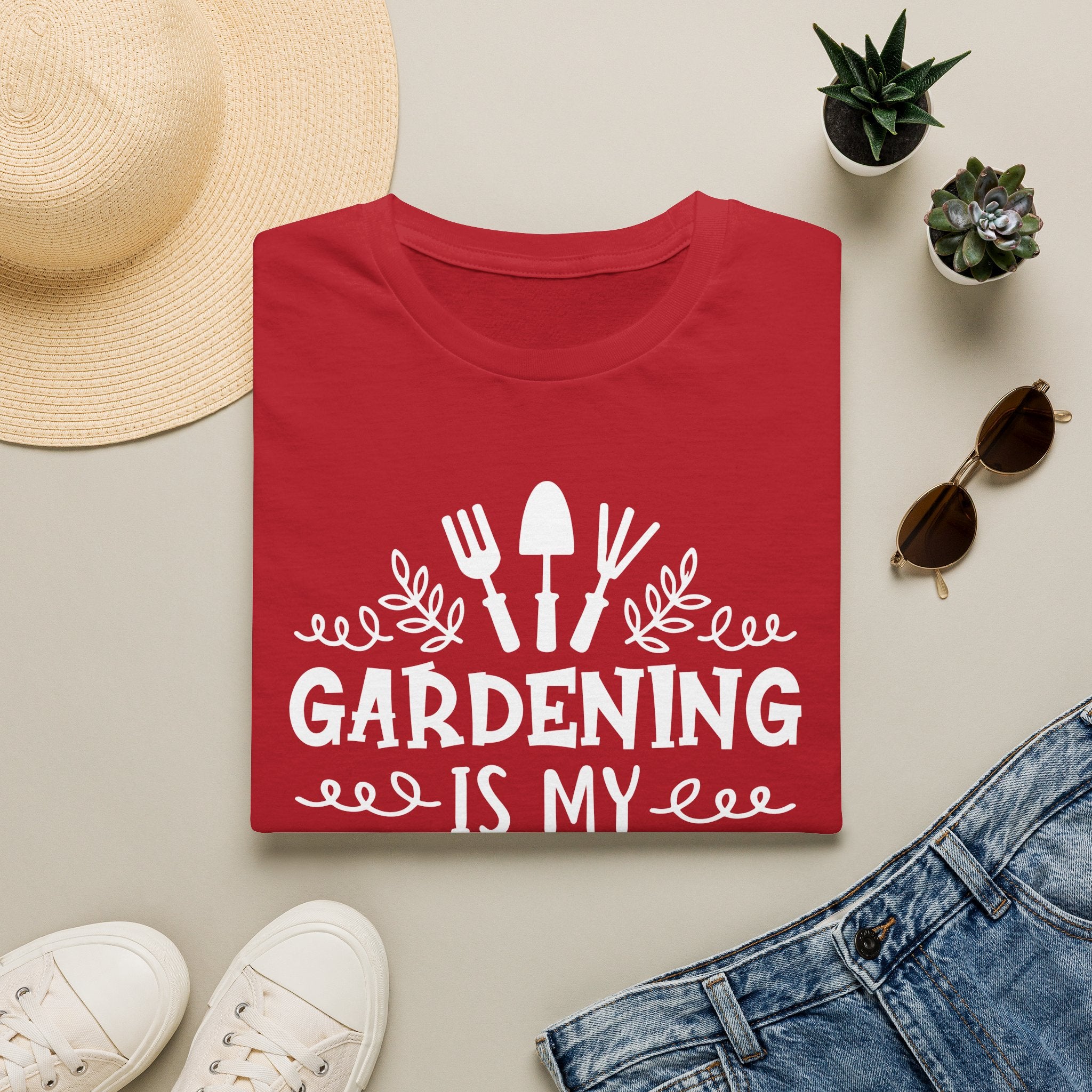Gardening Is My Therapy T‑Shirt — Garden Tools Graphic Tee for Plant Lovers