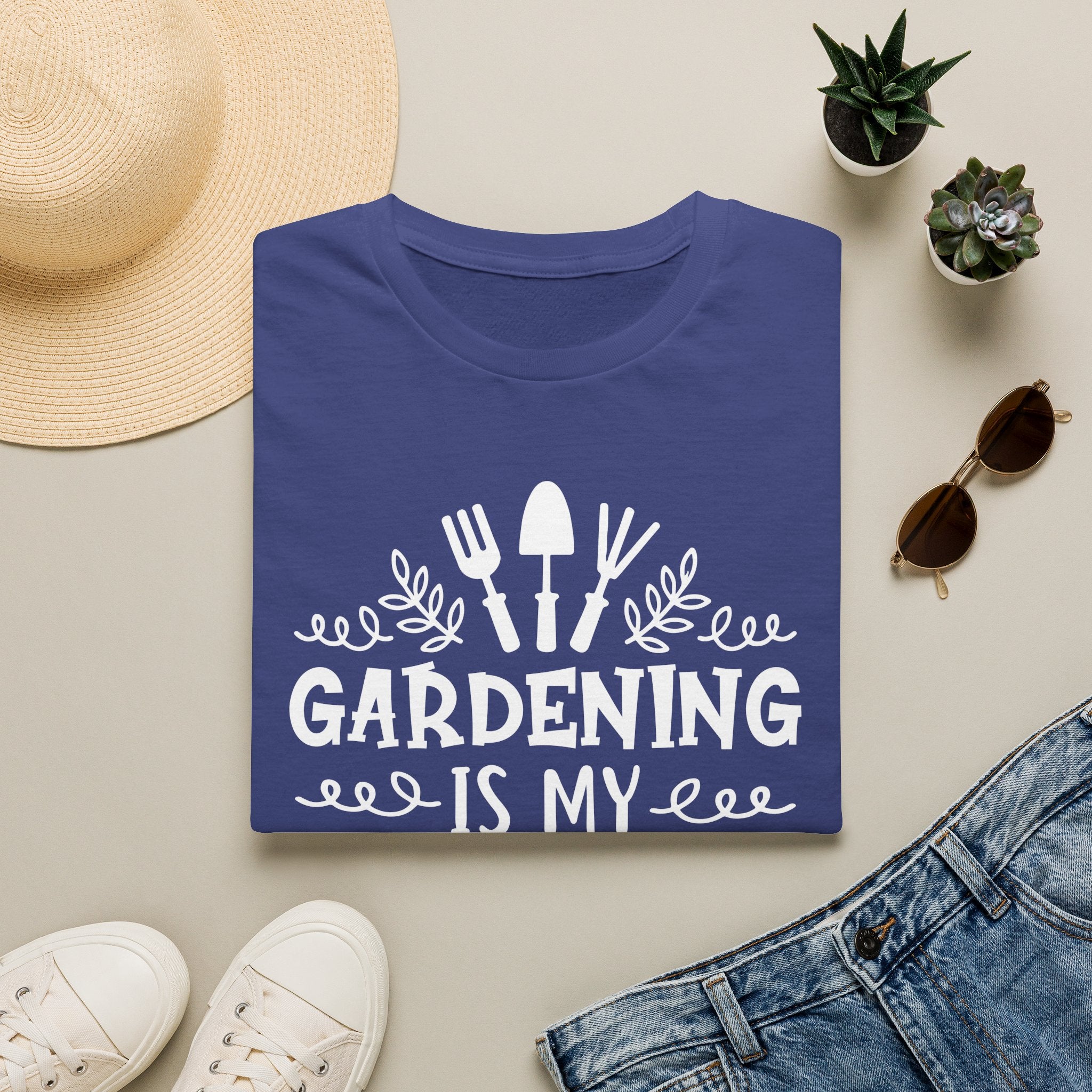 Gardening Is My Therapy T‑Shirt — Garden Tools Graphic Tee for Plant Lovers