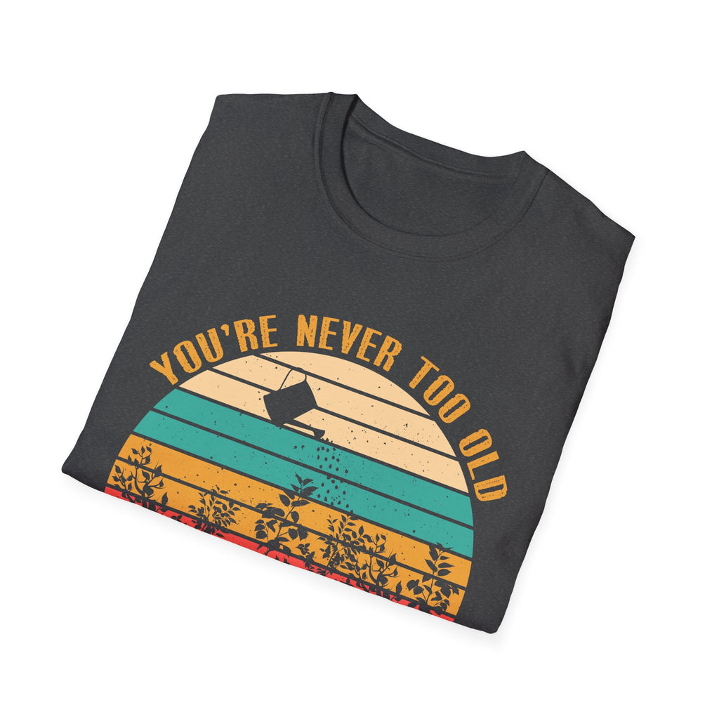 Vintage Play in the Dirt Unisex Softstyle T-Shirt - Fun Outdoor Gardening Tees for All Ages