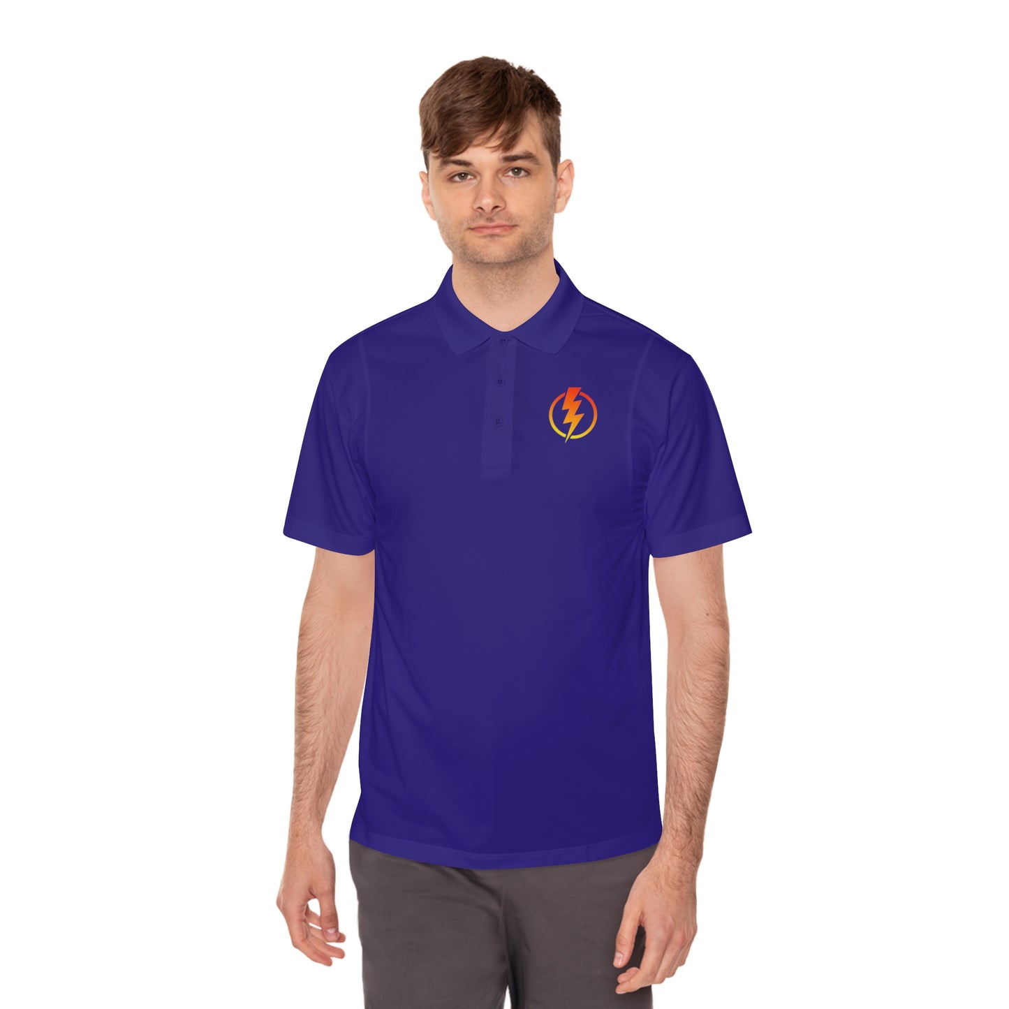 Men's Sport Polo Shirt with Lightning Bolt Design