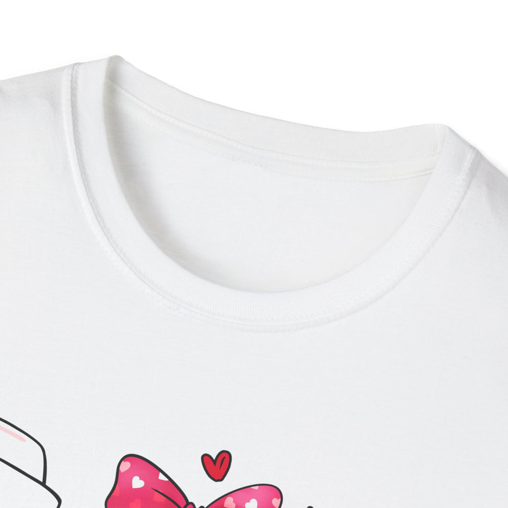 Nurse Love Unisex Softstyle T-Shirt - Heart & Bow Design for Healthcare Professionals