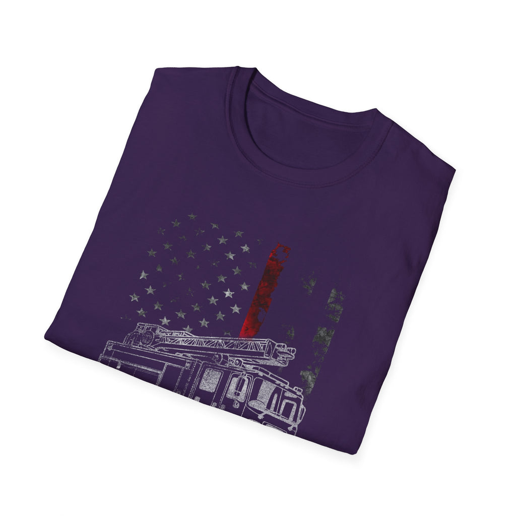 Patriotic Firefighter Graphic T-Shirt | Unisex Softstyle Tee for Heroes