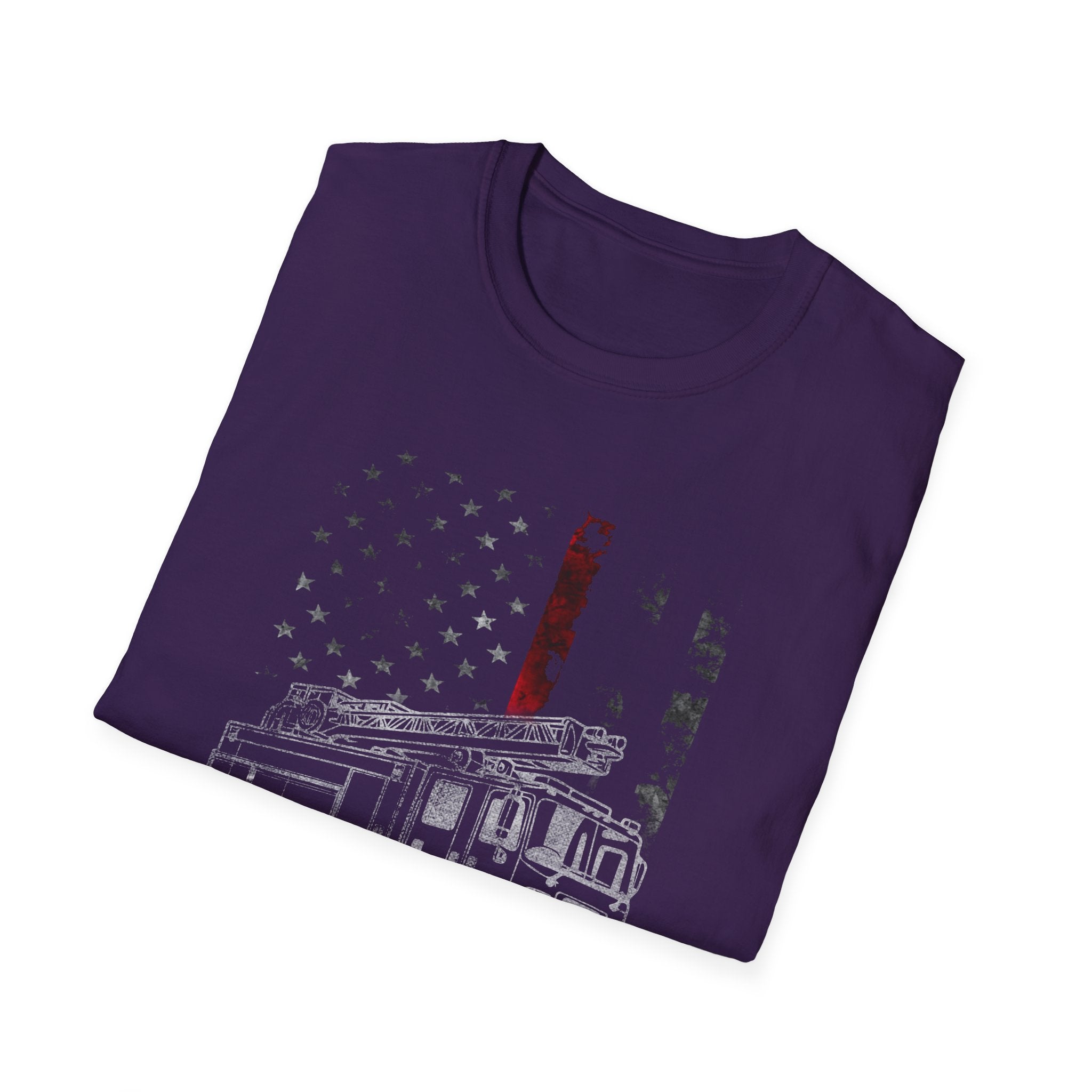 Patriotic Firefighter Graphic T-Shirt | Unisex Softstyle Tee for Heroes