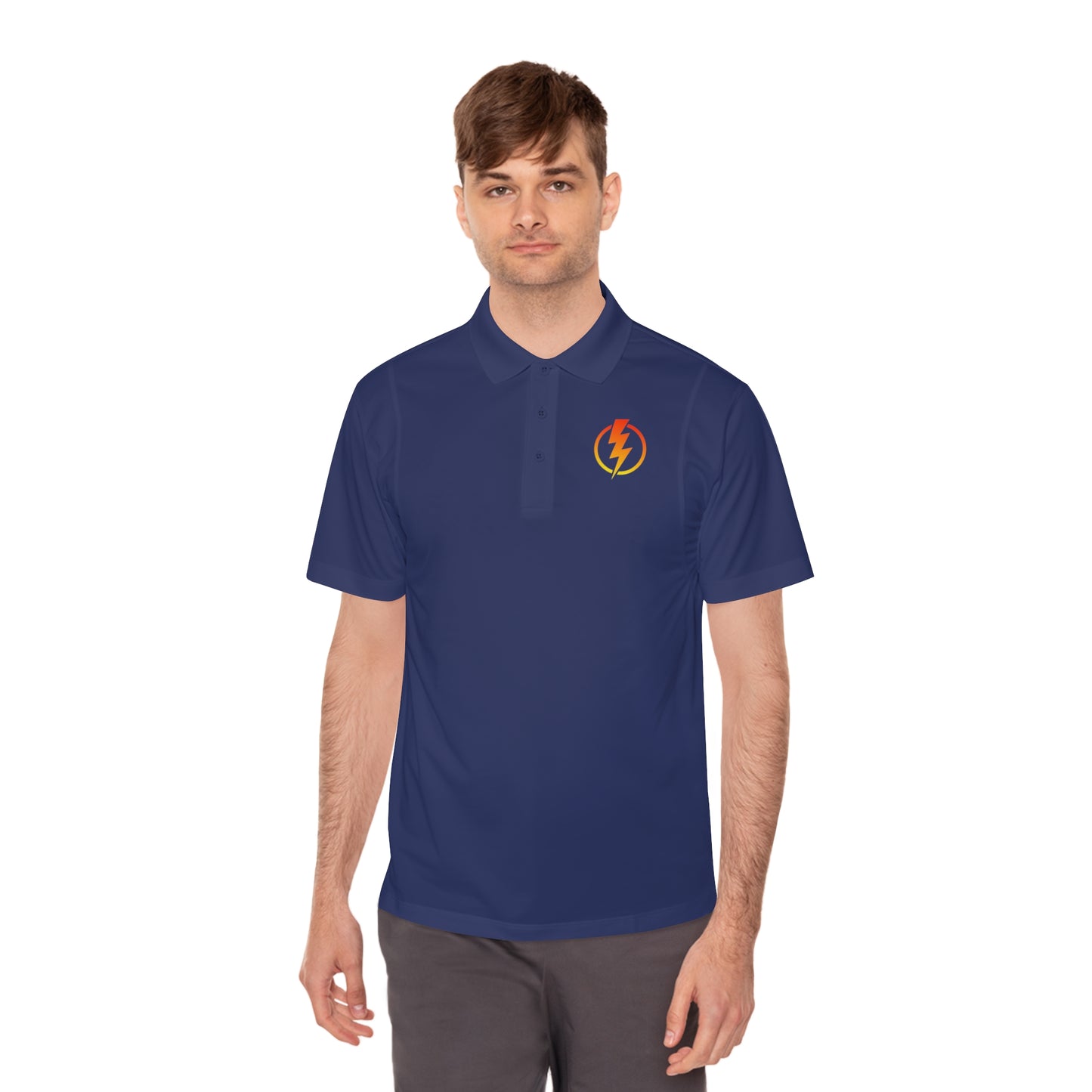 Men's Sport Polo Shirt with Lightning Bolt Design