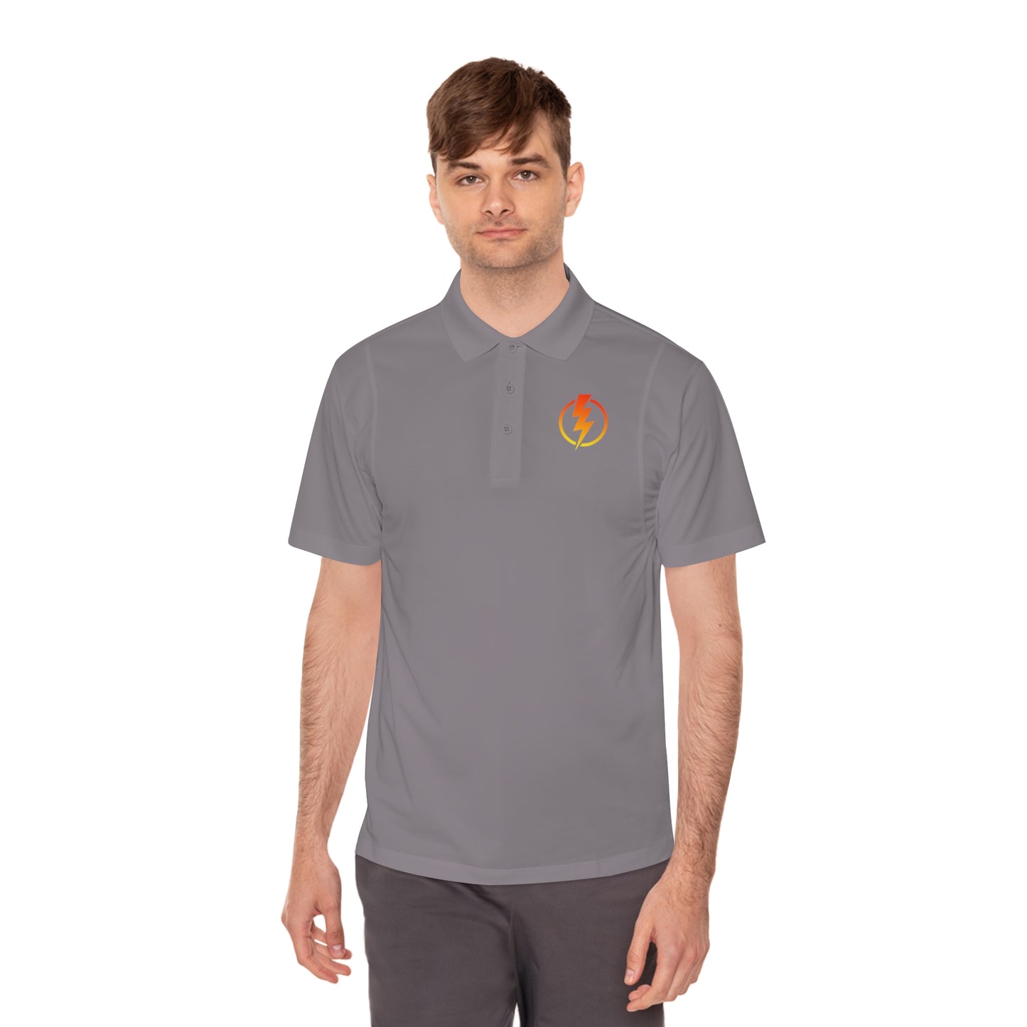 Men's Sport Polo Shirt with Lightning Bolt Design