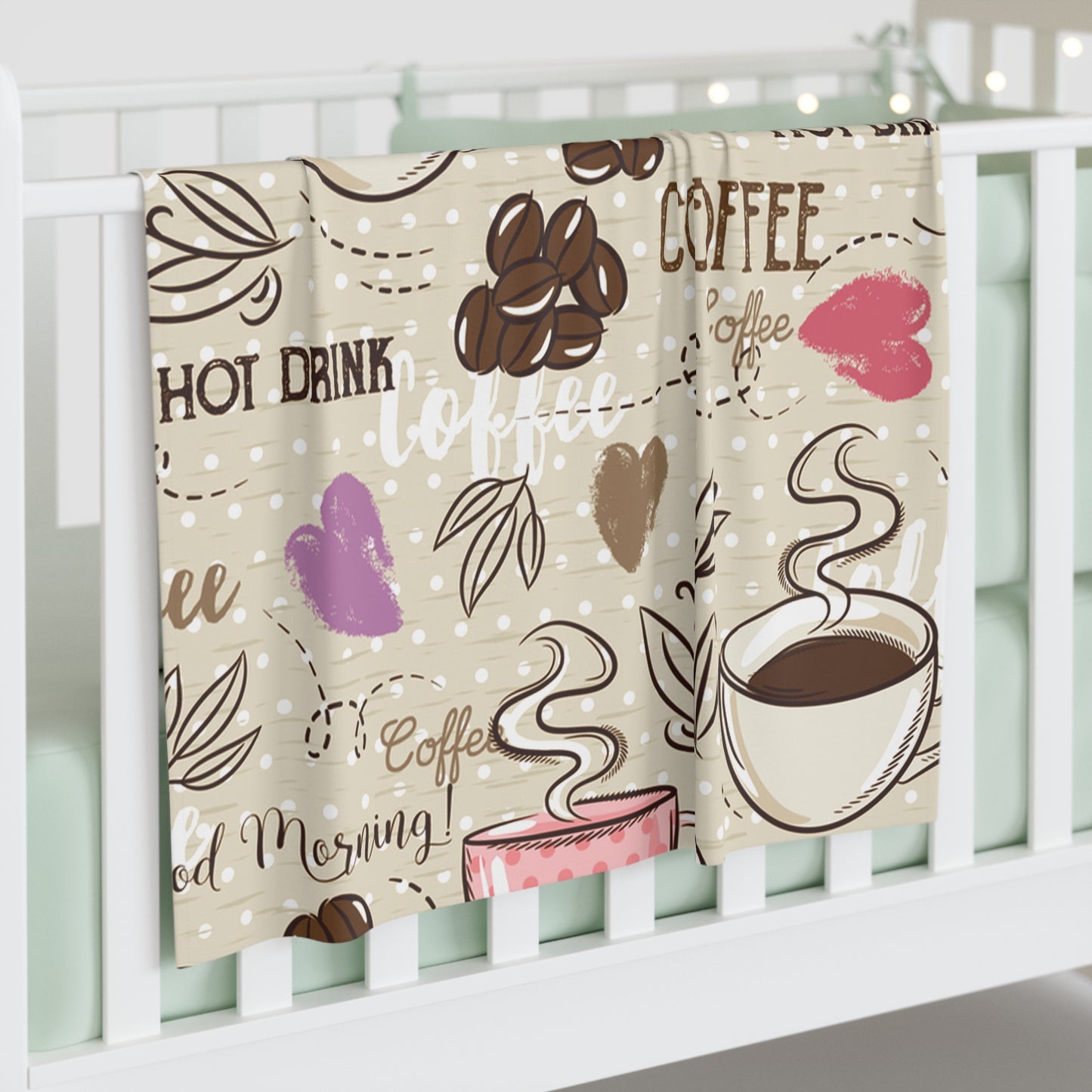 Cozy Coffee-Themed Baby Swaddle Blanket - Perfect Gift for New Moms, Nursery Decor, Baby Shower, Cute Baby Gift, Coffee Lover's Item