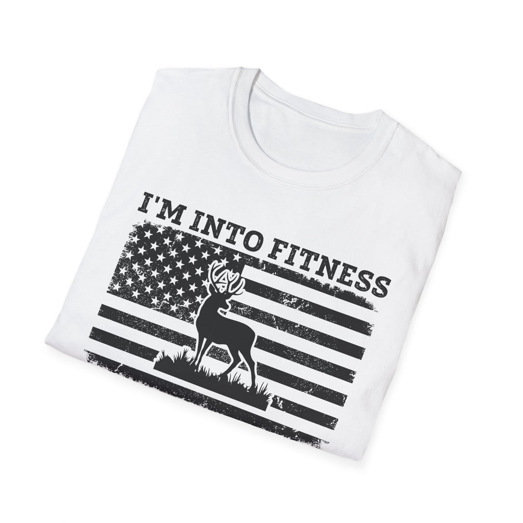 I'm Into Fitness Deer Graphic T-Shirt - Unisex Softstyle Tee for Outdoor Enthusiasts