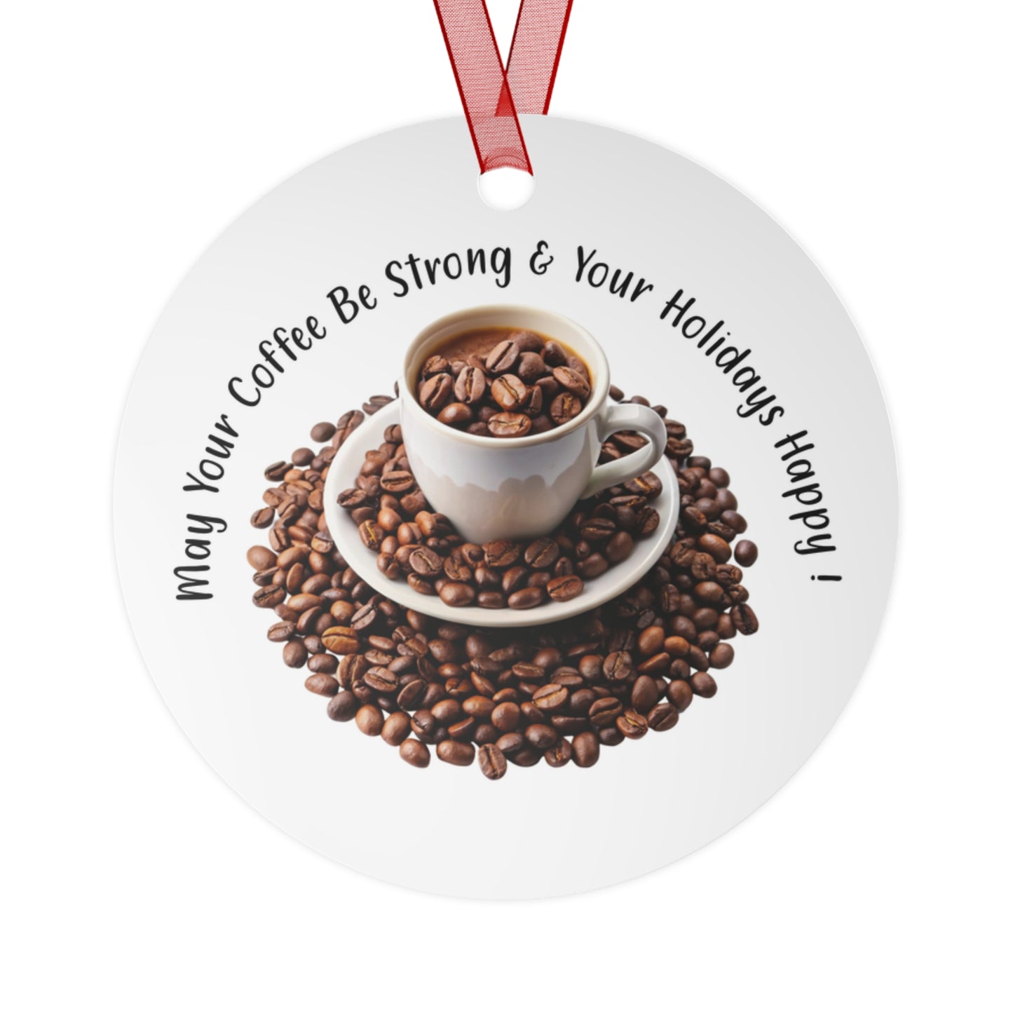 Coffee Lover's Holiday Ornament - Personalized Metal Decoration Gifts for Coffee Lovers, Festive Tree Decor, Holiday Keepsake