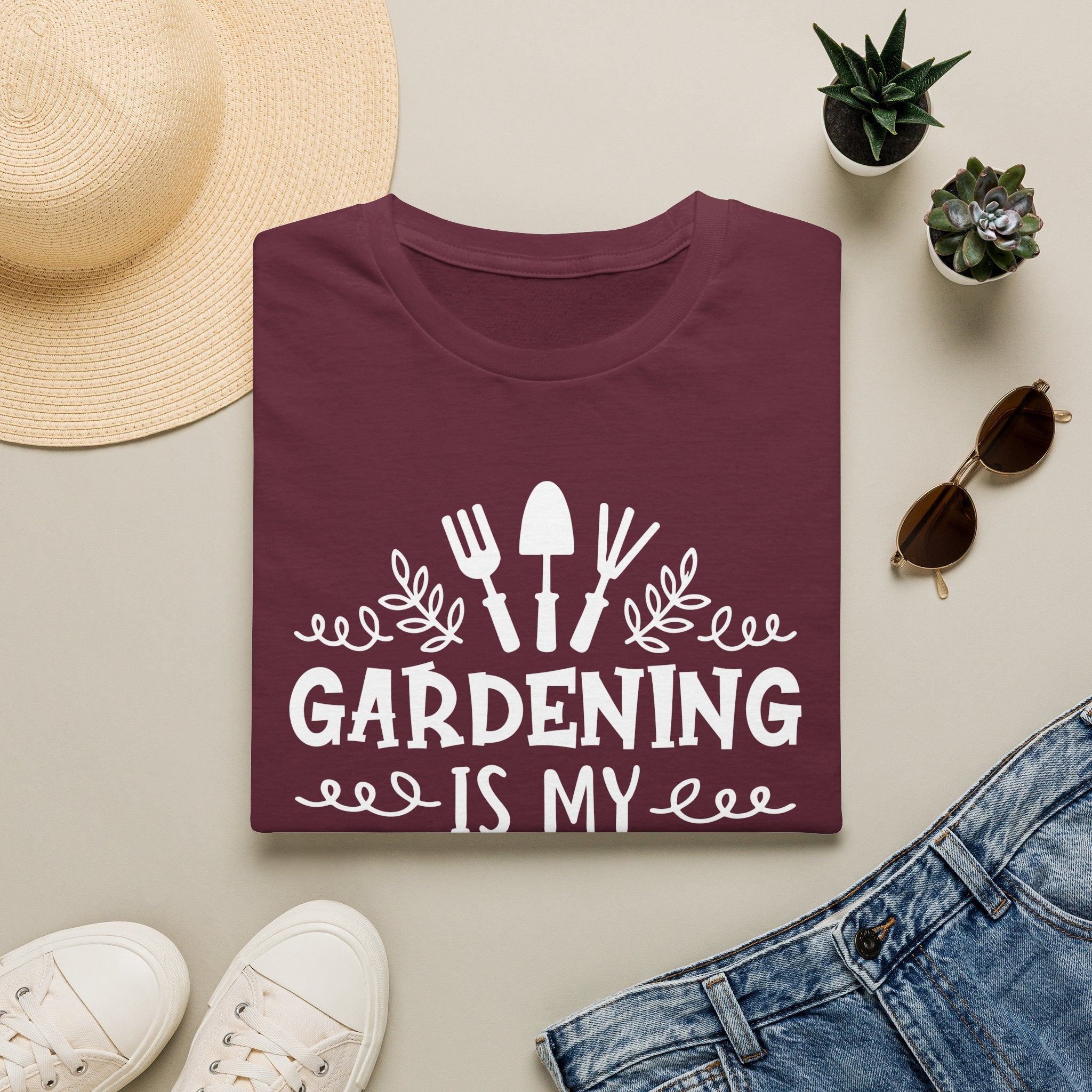 Gardening Is My Therapy T‑Shirt — Garden Tools Graphic Tee for Plant Lovers