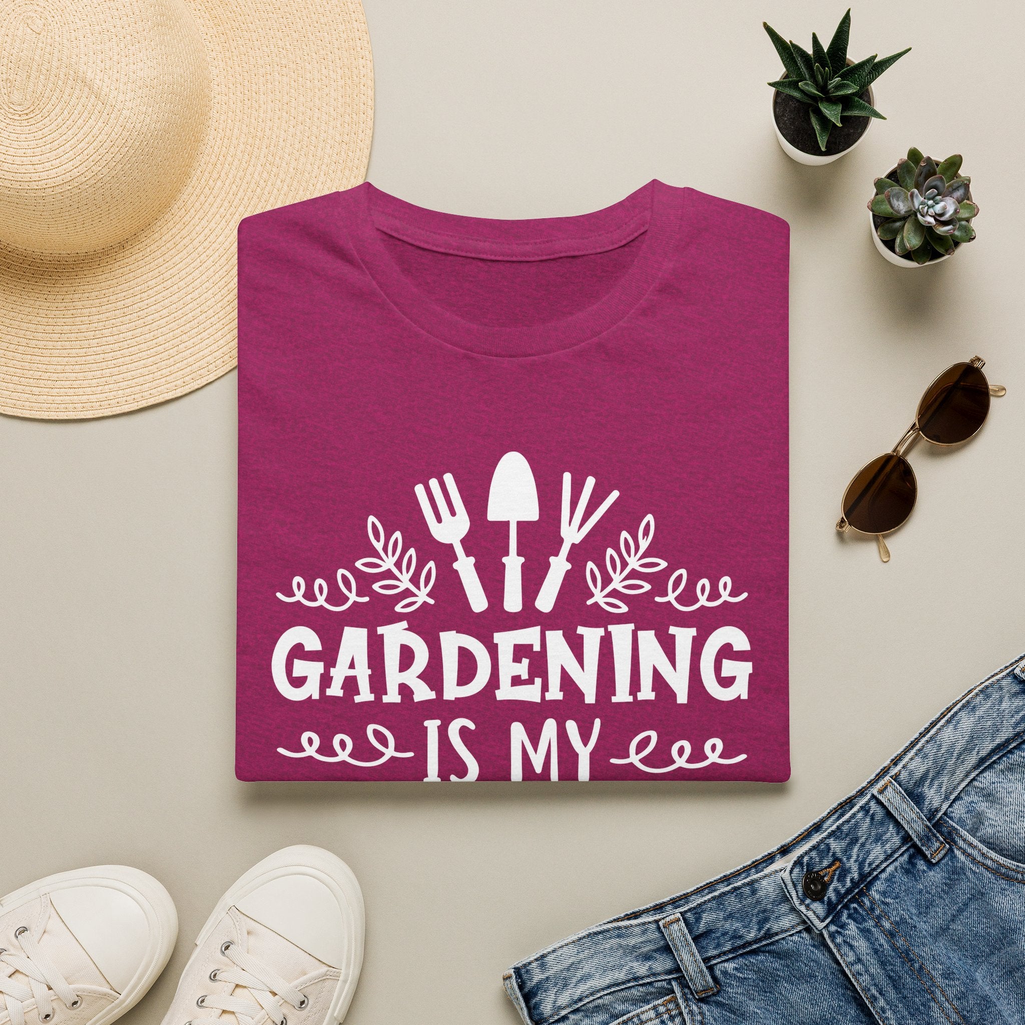 Gardening Is My Therapy T‑Shirt — Garden Tools Graphic Tee for Plant Lovers