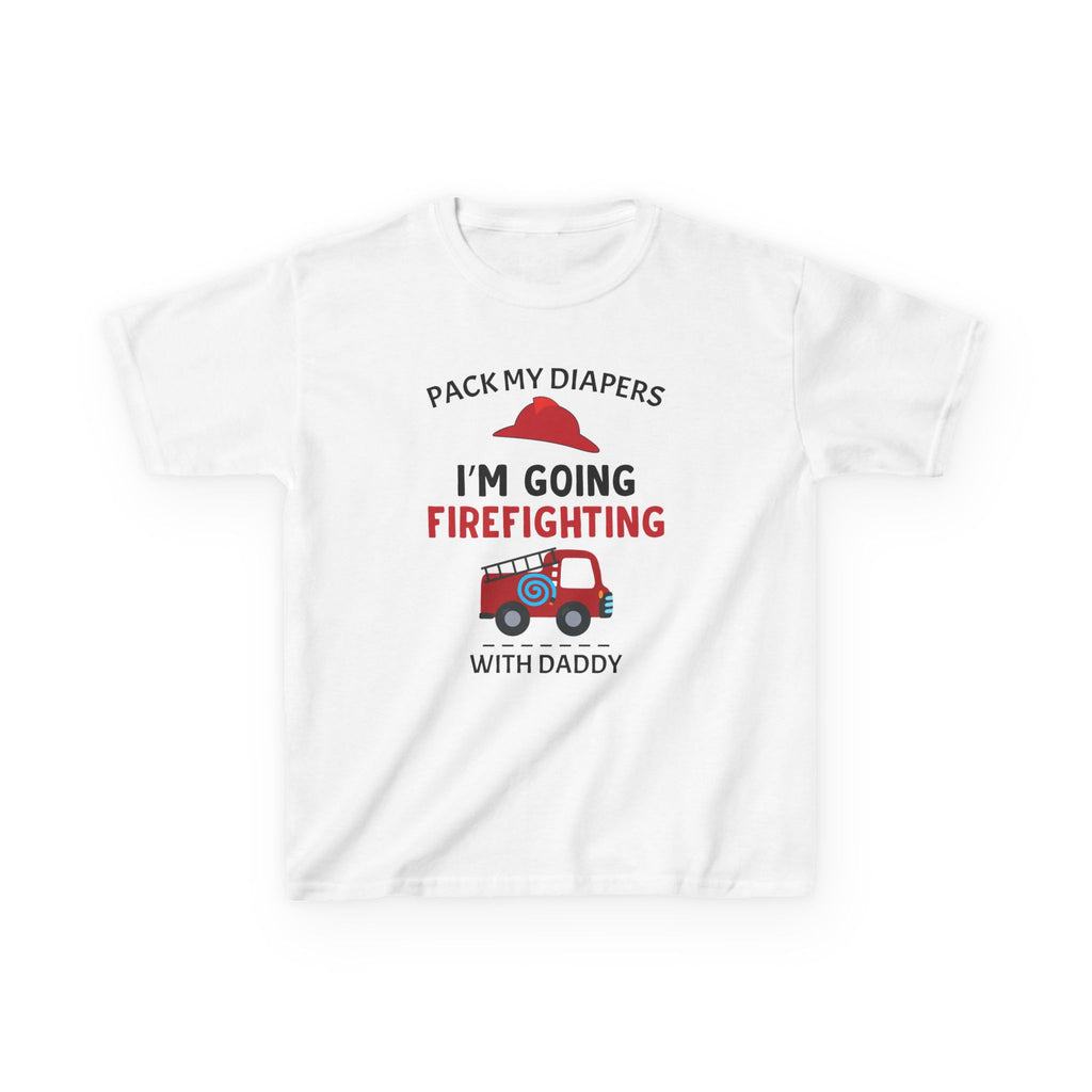 Firefighter Kids Tee - "Pack My Diapers, I'm Going Firefighting with Daddy"