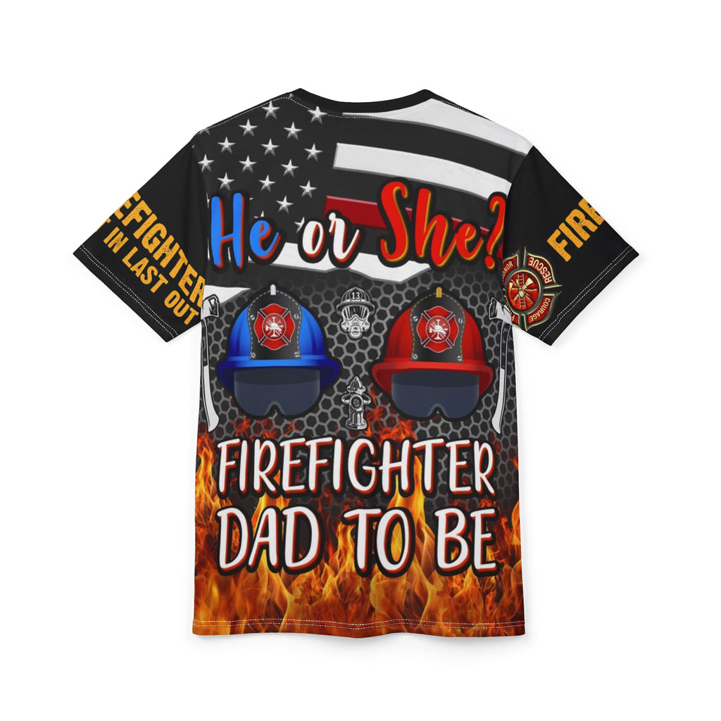Firefighter Hero Unisex Tee, AOP Graphic T-Shirt for Firefighters, Firefighter Apparel, First Responder Gift, Firefighter Tribute Top